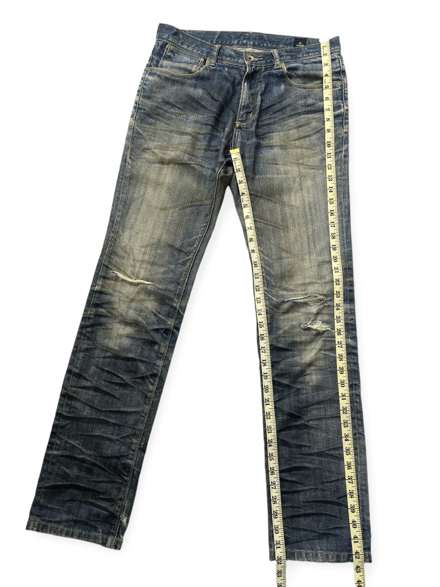 Japanese Brand × semanticdesign Semantic Design Whiskers Distressed Denim Size US 32 / EU 48 - 14 Thumbnail