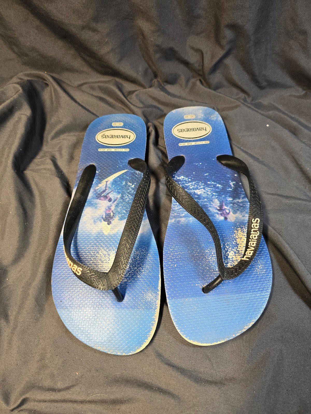 Designer Havaianas Brazil Flip Flops Blue Wave Size 11/12 US Size US 11 / IT 41 - 4 Thumbnail