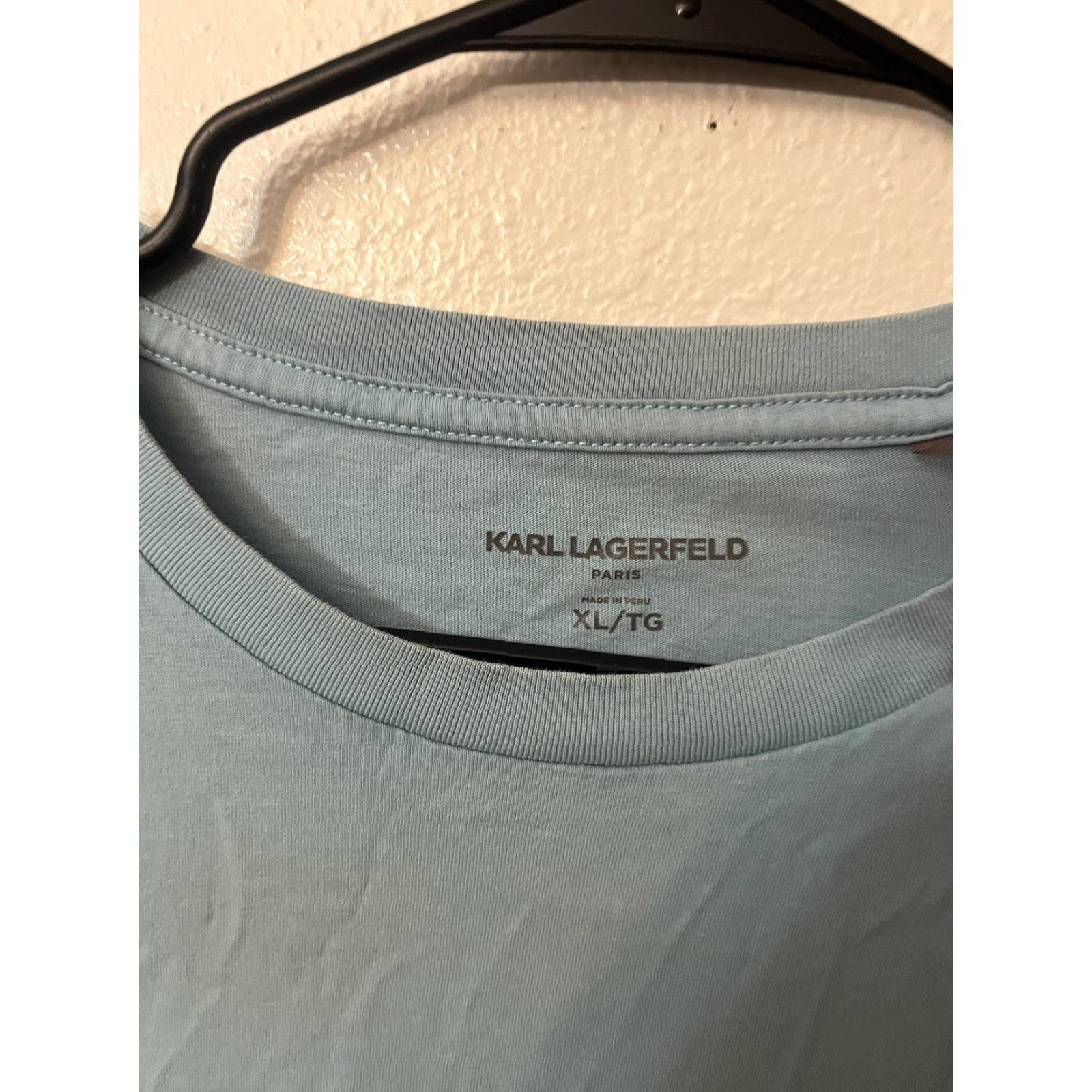 Karl Lagerfeld VINTAGE Karl Lagerfeld Paris Men’s Short Sleeve T-Shirt XL Crew Neck Graphic Blue 100% Cotton Summer Casual Mens Size US XL / EU 56 / 4 - 3 Thumbnail