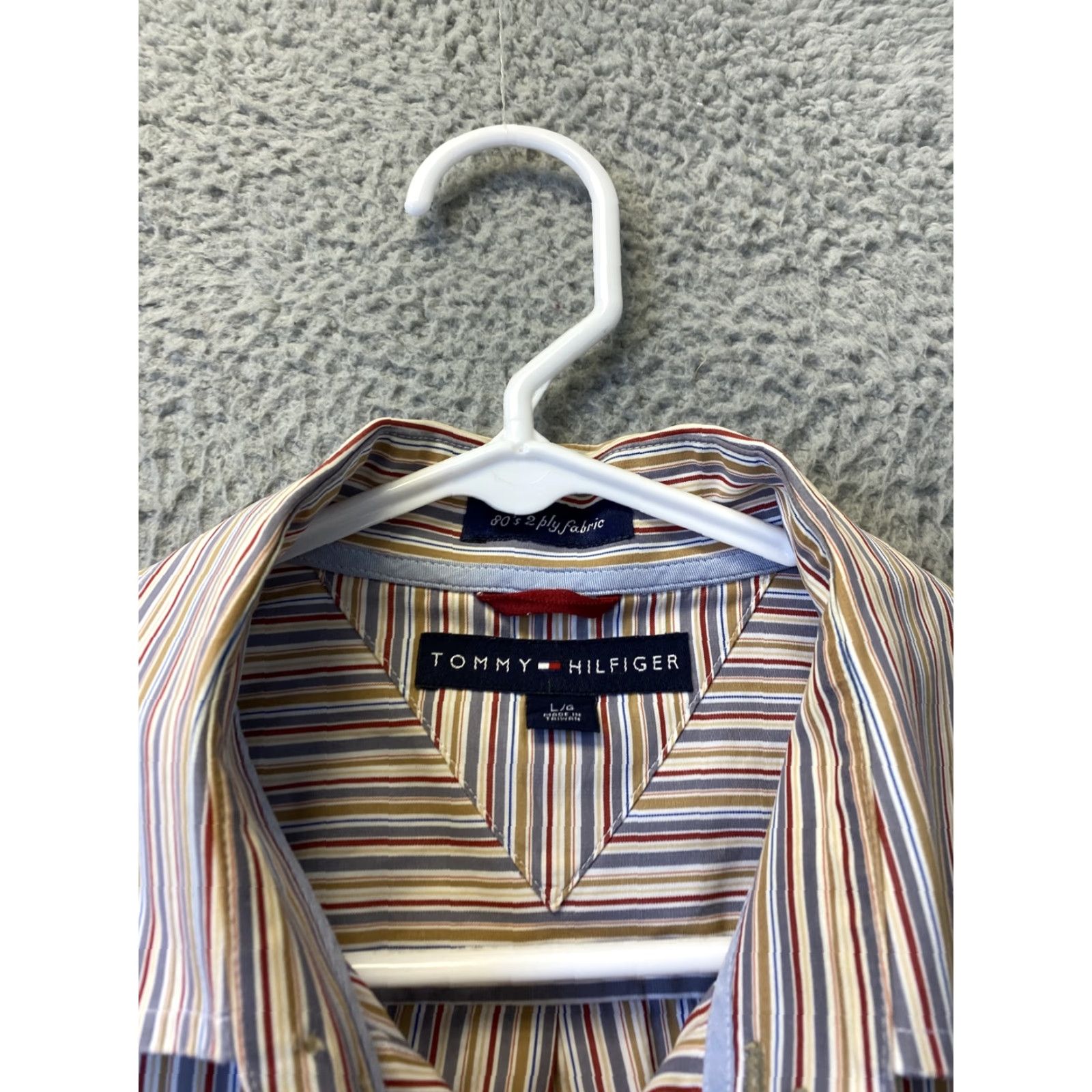 Tommy Hilfiger VINTAGE Tommy Hilfiger Button-Up Shirt Large Striped Brown Long Sleeve Casual Mens Size US L / EU 52-54 / 3 - 5 Thumbnail