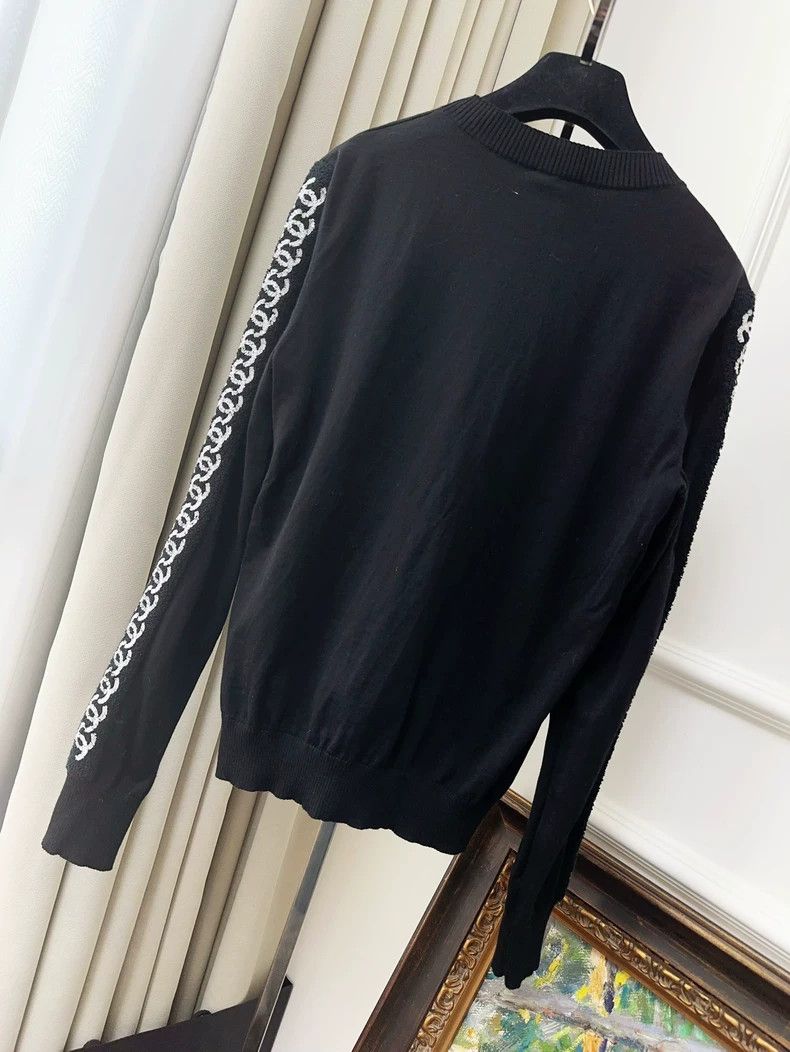 Chanel Chanel 23B black round neck knitted cuff embroidered sequi Size XS / US 0-2 / IT 36-38 - 2 Thumbnail