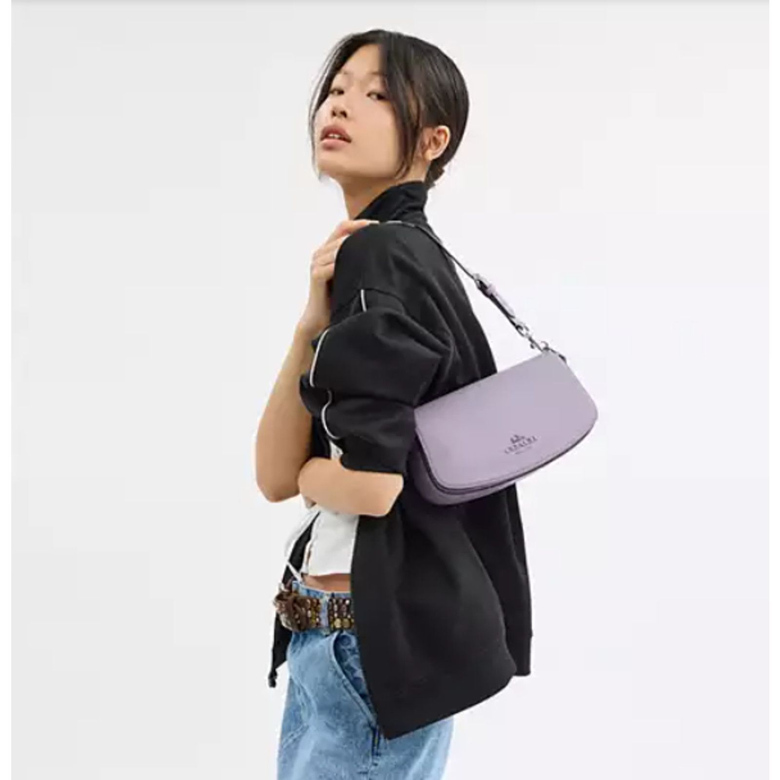 Coach Coach Andrea Shoulder Bag In Leather/Silver/Lilac Purple NWT Size ONE SIZE - 6 Thumbnail