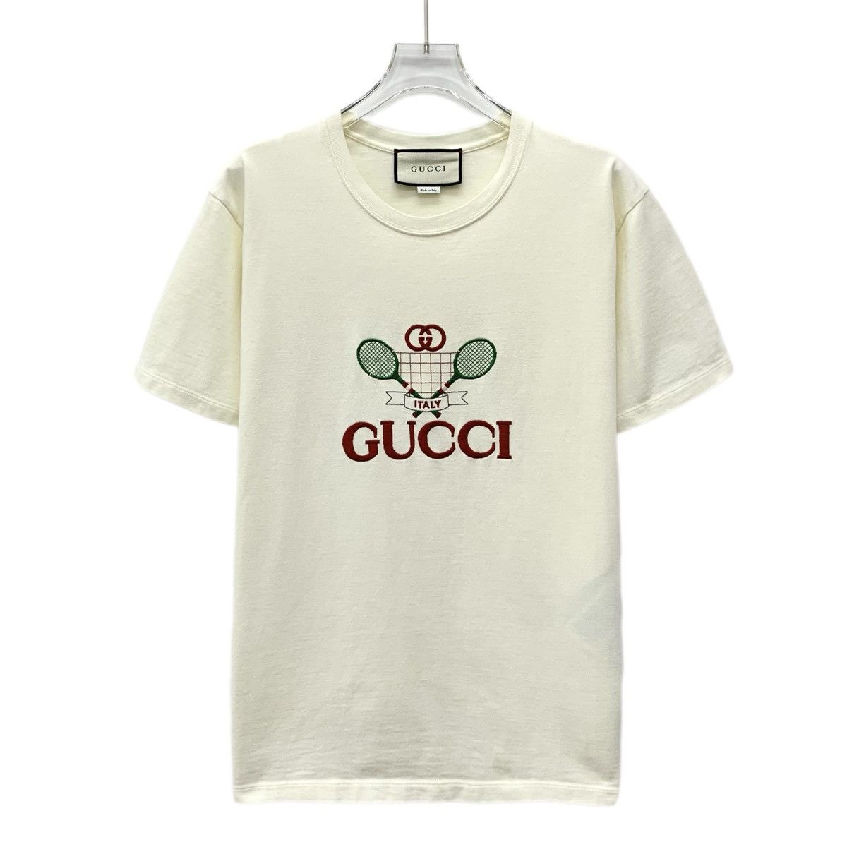Gucci Gucci Beige Tennis Racket Cotton Short Sleeve T-Shirt Size S / US 4 / IT 40 - 1 Thumbnail