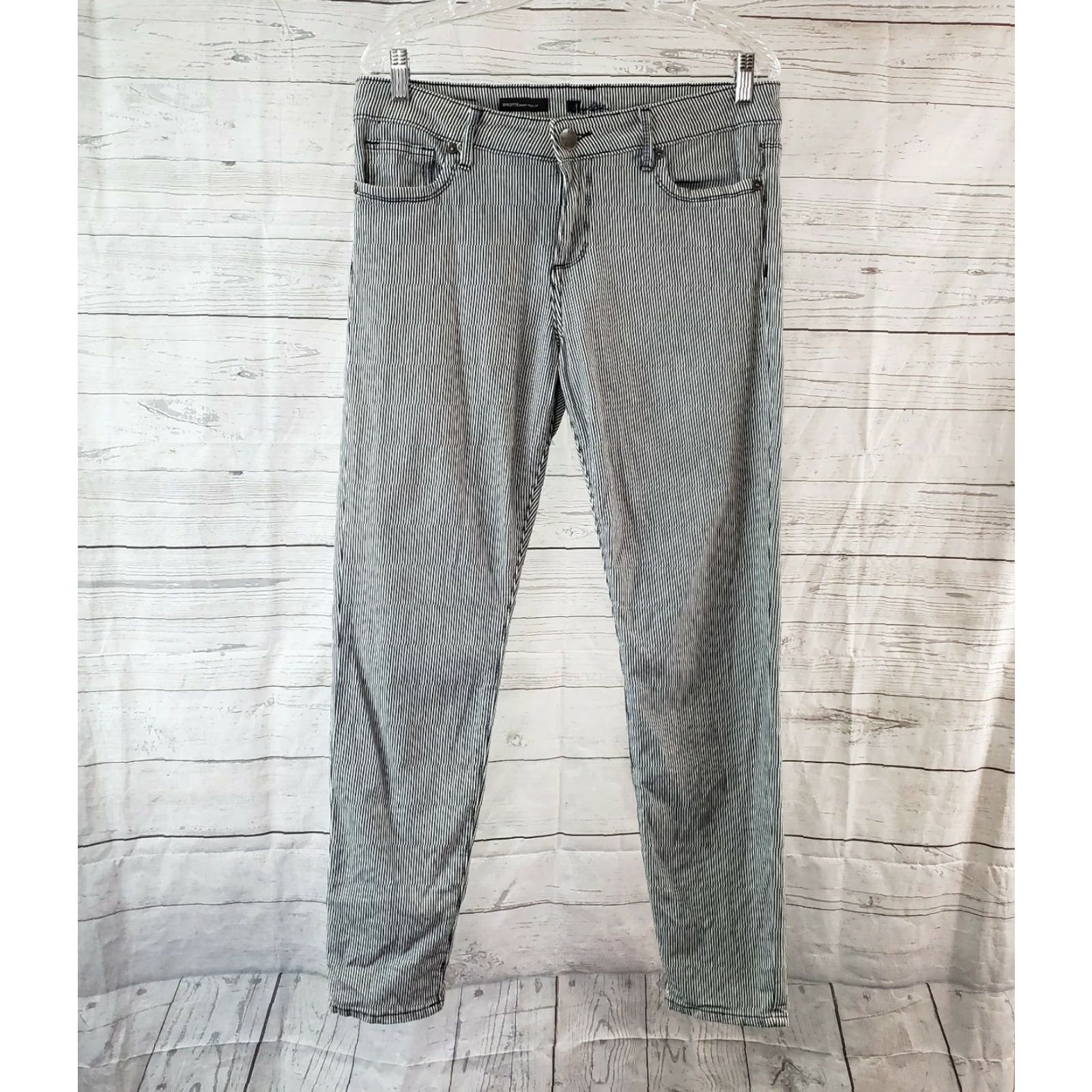Vintage KUT from the Kloth Womens Brigitte Skinny Roll Up Pants Sz 10 Blue Striped Size 32" / US 10 / IT 46 - 2 Thumbnail