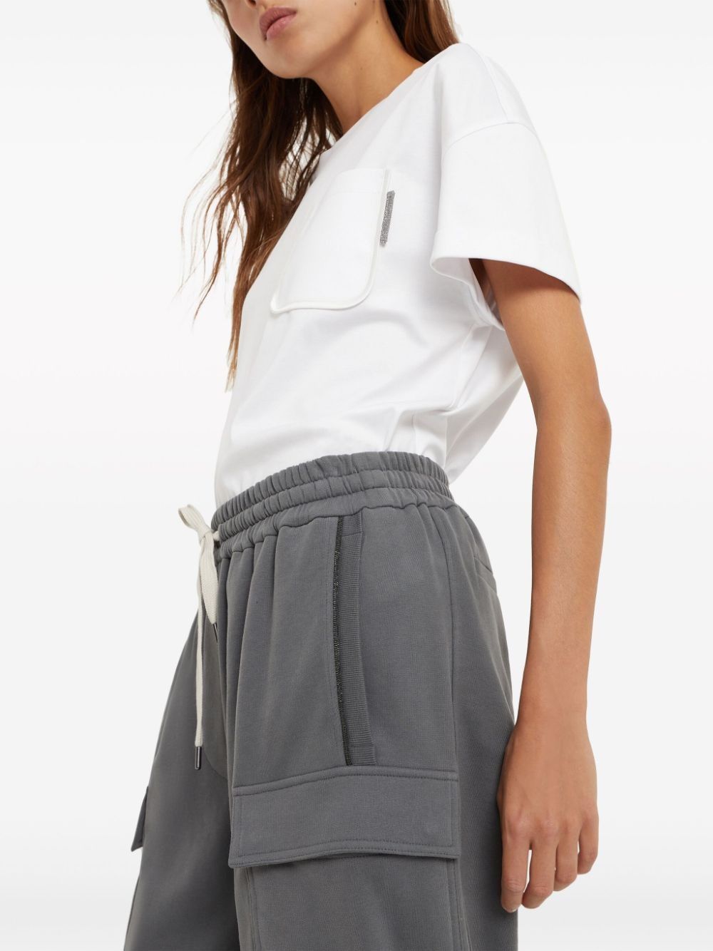 Brunello Cucinelli o1w1db10825 Woman Sport Pants in Medium Grey Size 26" / US 2 / IT 38 - 4 Thumbnail