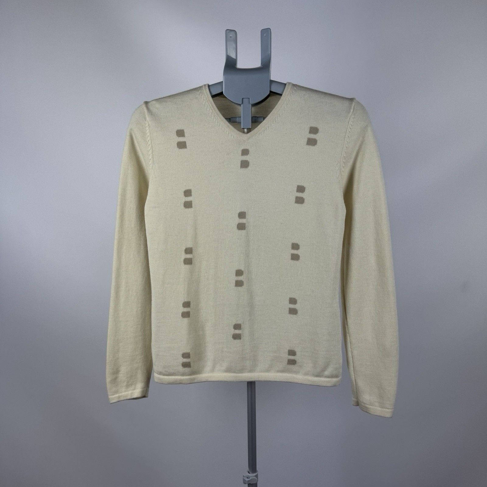 Bally Bally Woman V-neck Vintage Sweater Beige Merino Wool Size L / US 10 / IT 46 - 1 Thumbnail