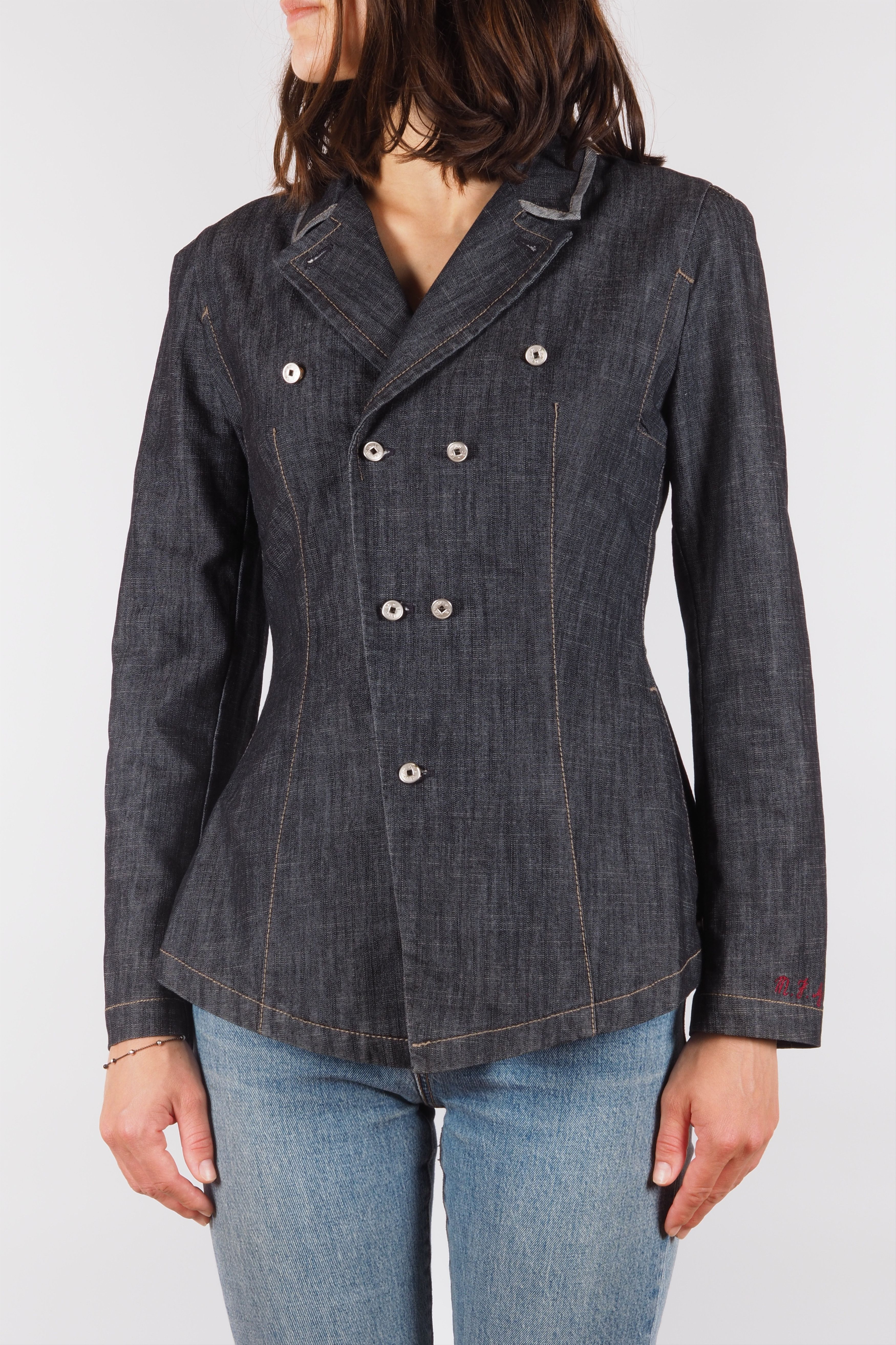 Marithe + Francois Girbaud Marithe Francois Girbaud Vintage Denim Blazer Jacket Size S / US 4 / IT 40 - 3 Thumbnail