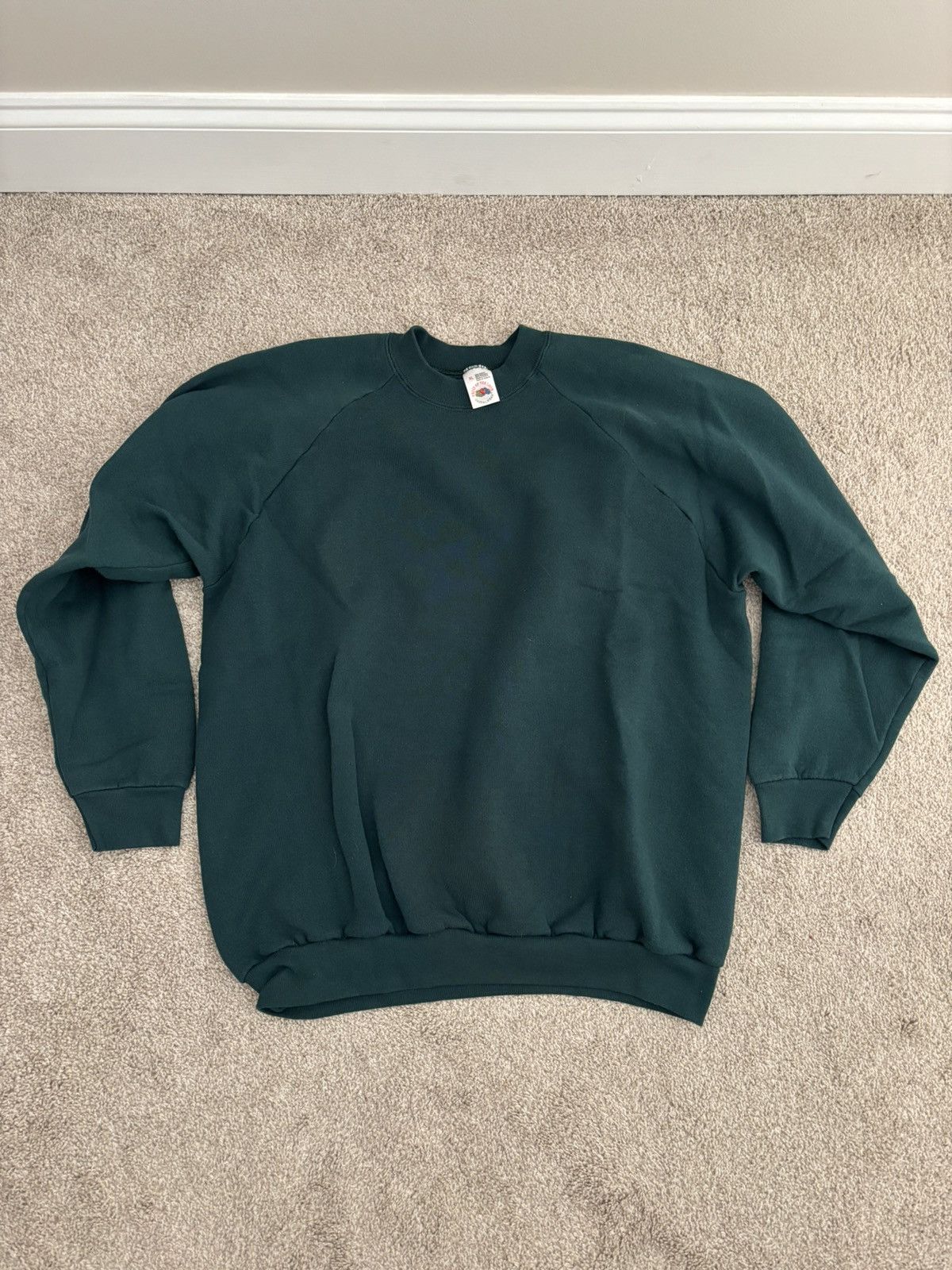 Fruit Of The Loom Vintage Green Blank Sweatshirt Size US XL / EU 56 / 4 - 1 Thumbnail