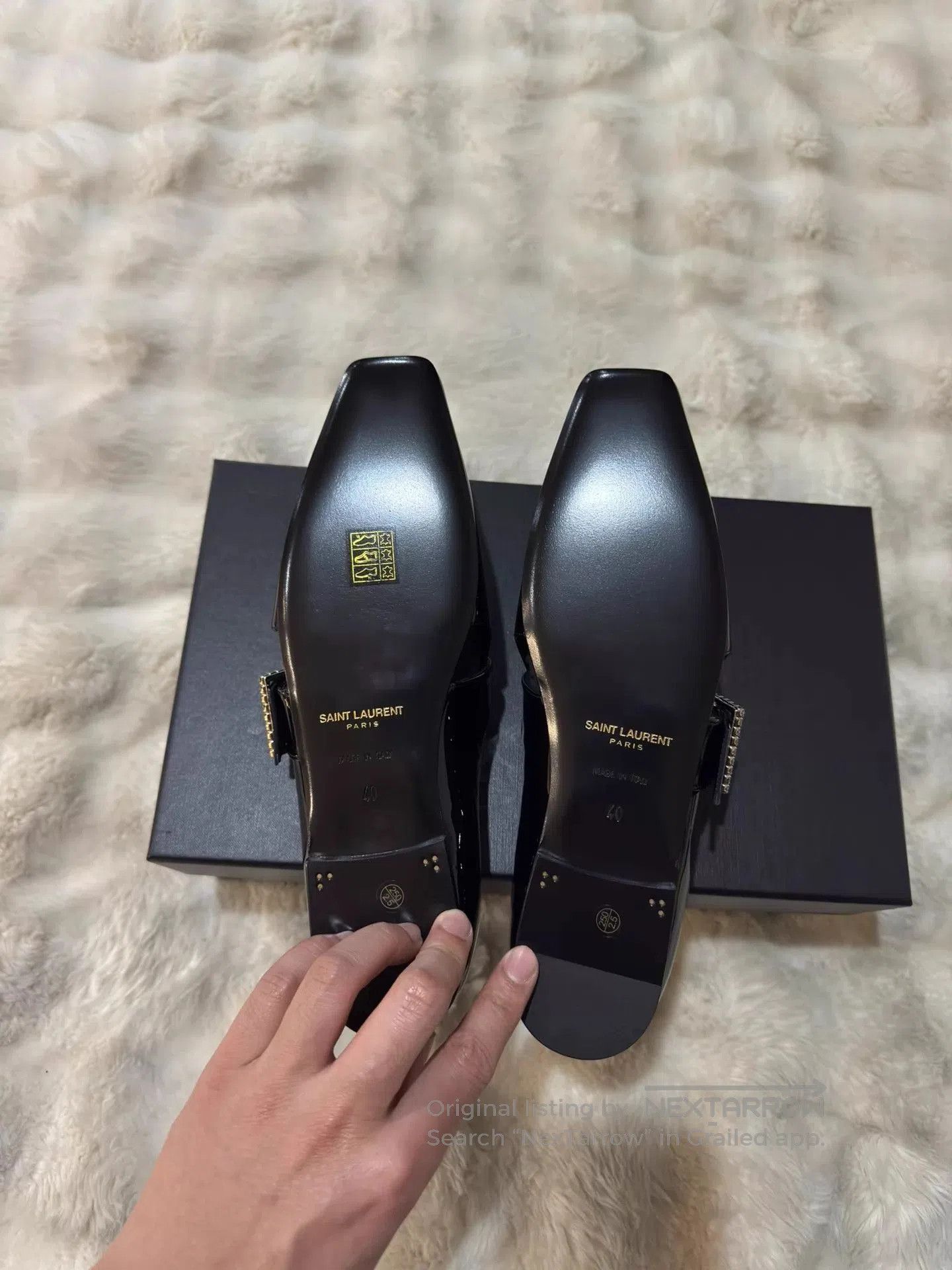 Saint Laurent Paris Black Patent Leather Buckle Slip-On Shoes. Size US 7 / EU 40 - 5 Thumbnail