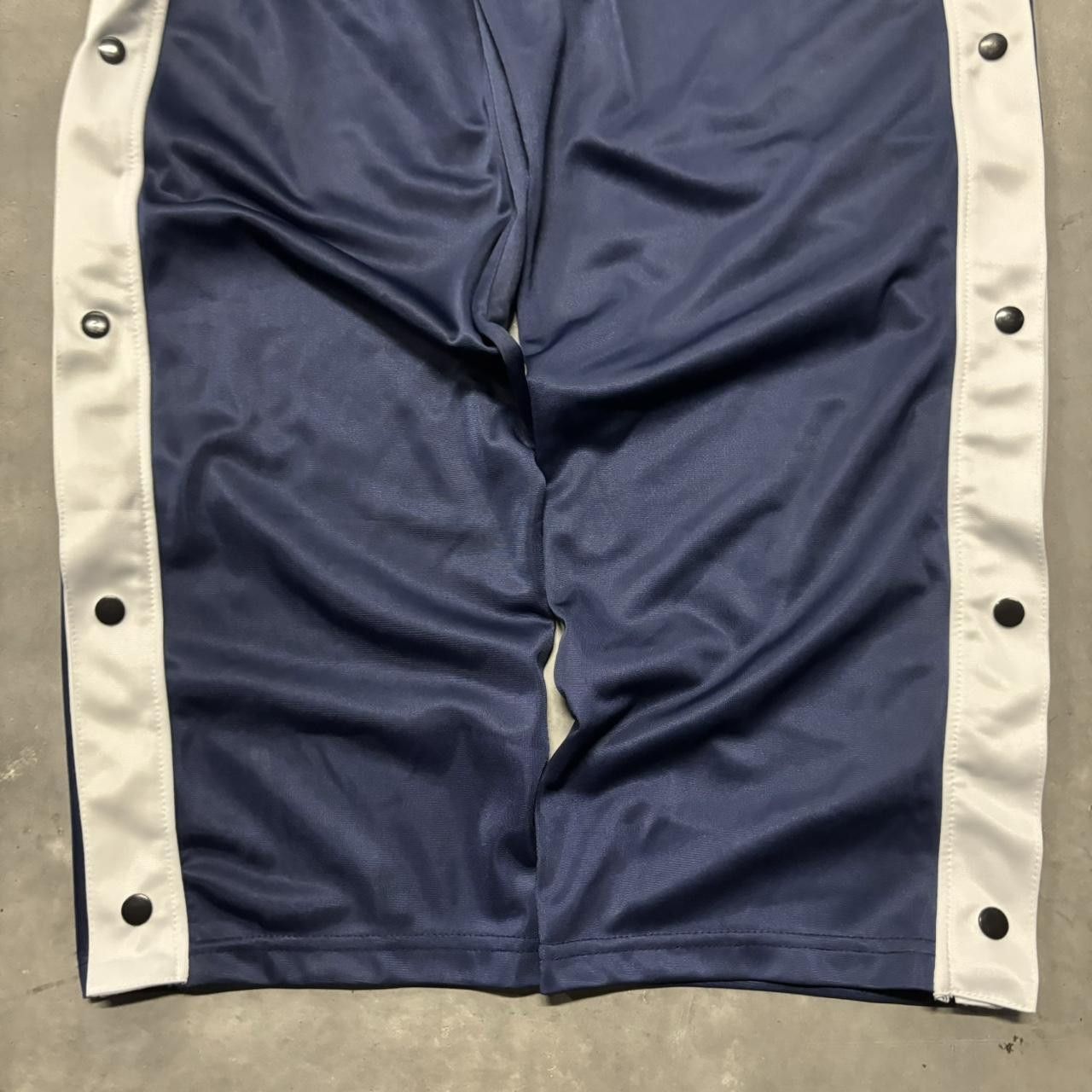 Japanese Brand × Vintage Crazy Vintage Y2K/2000s Navy Blue Striped Skater Tear-Away Essential Track Pants! Size US 30 / EU 46 - 4 Thumbnail