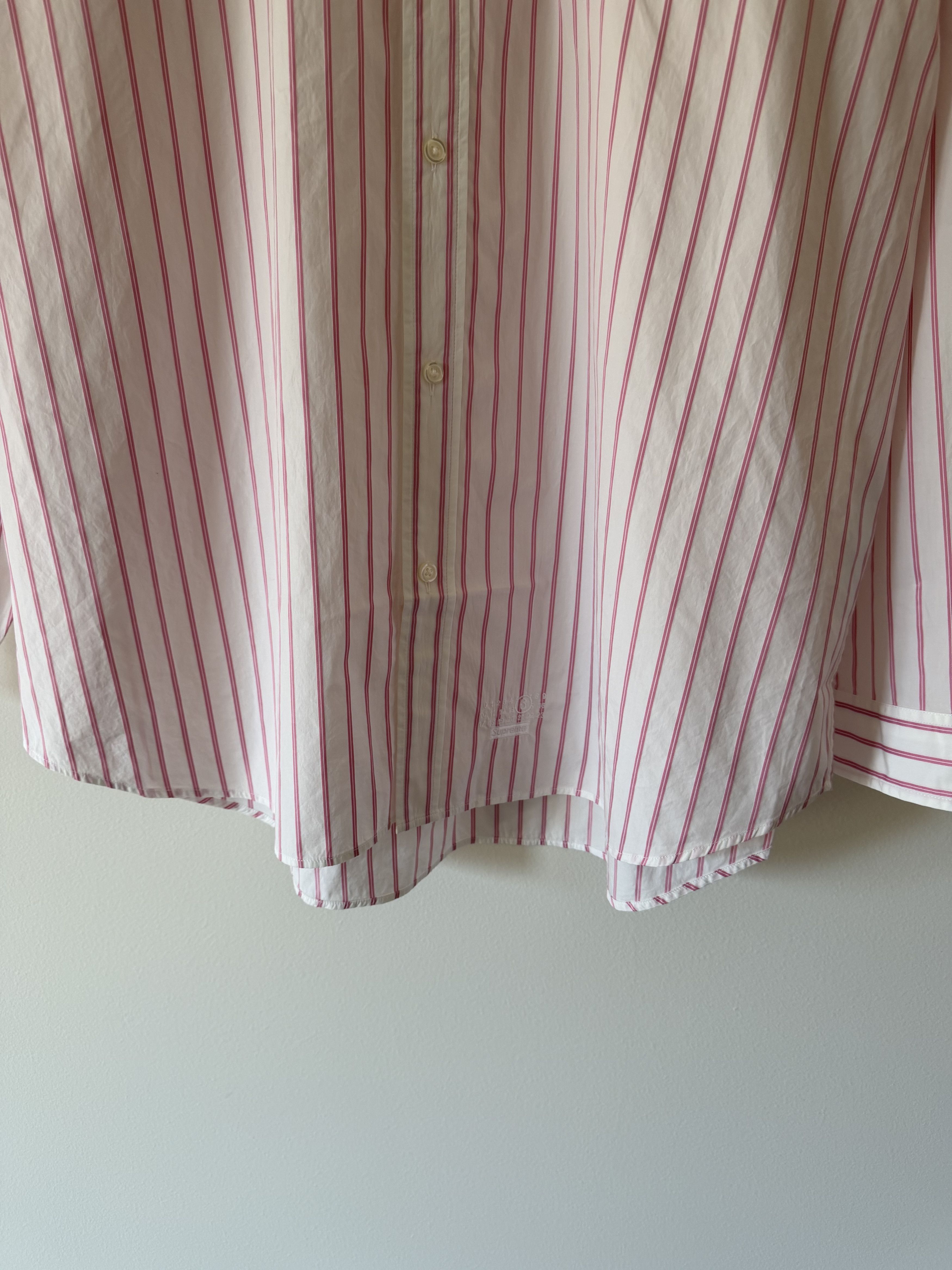 Maison Margiela × Supreme Supreme MM6 Maison Margiela Stripe Button Up Shirt in Pink Size US XL / EU 56 / 4 - 3 Thumbnail