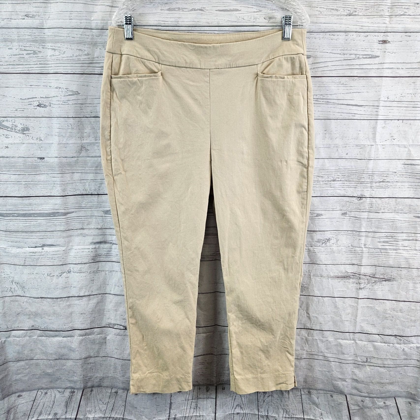 Vintage VINTAGE Chicos Womens Cropped Pants Sz 12 Beige Pull On High Rise Rayon Blend Size 34" / US 12 / IT 48 - 2 Thumbnail