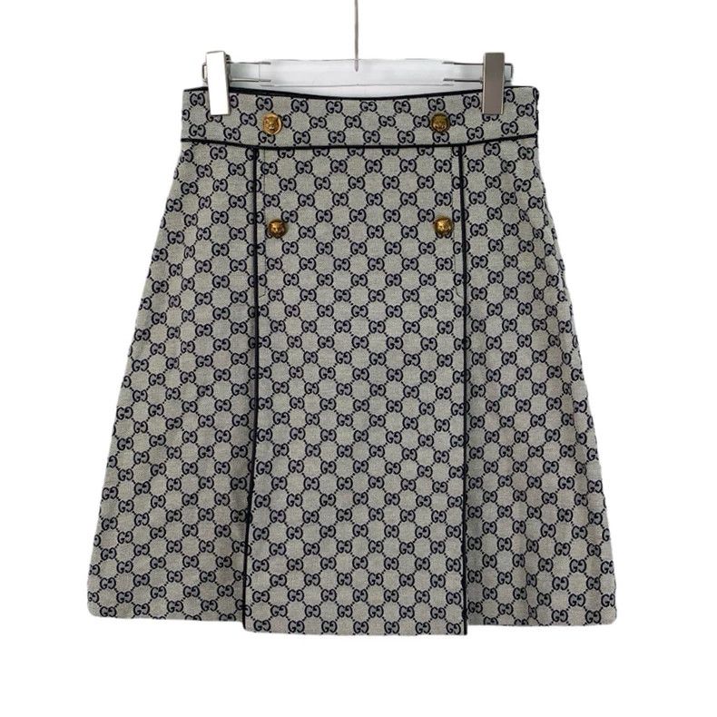 Gucci Gucci Gray logo jacquard full-print cotton casual skirt 250 Size 27" / US 4 / IT 40 - 1 Thumbnail