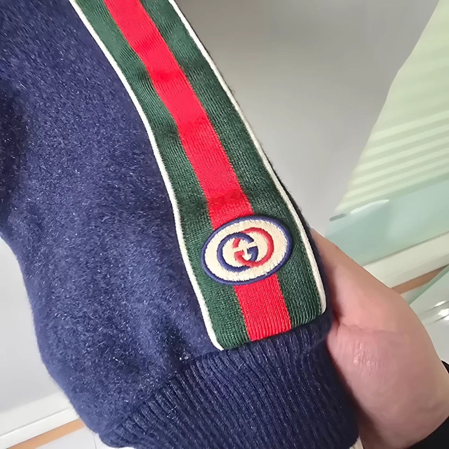 Gucci Gucci Men's Red & Green Web Wool Jacket Size US S / EU 44-46 / 1 - 4 Thumbnail
