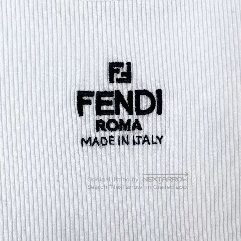 Fendi Fendi White Embroidered Double F Letter Logo Ribbed Knit C Size XS / US 0-2 / IT 36-38 - 4 Thumbnail