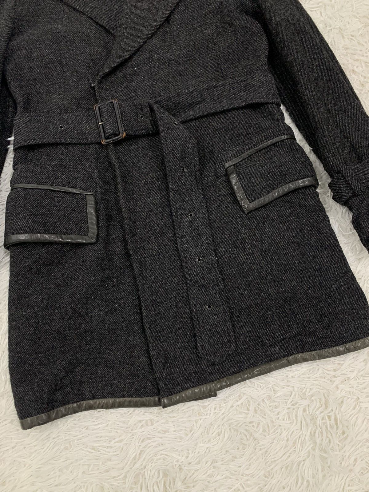 Yohji Yamamoto Vintage Y's by Yohji Yamamoto Gabardine Belted Wool Coat Size US M / EU 48-50 / 2 - 8 Thumbnail