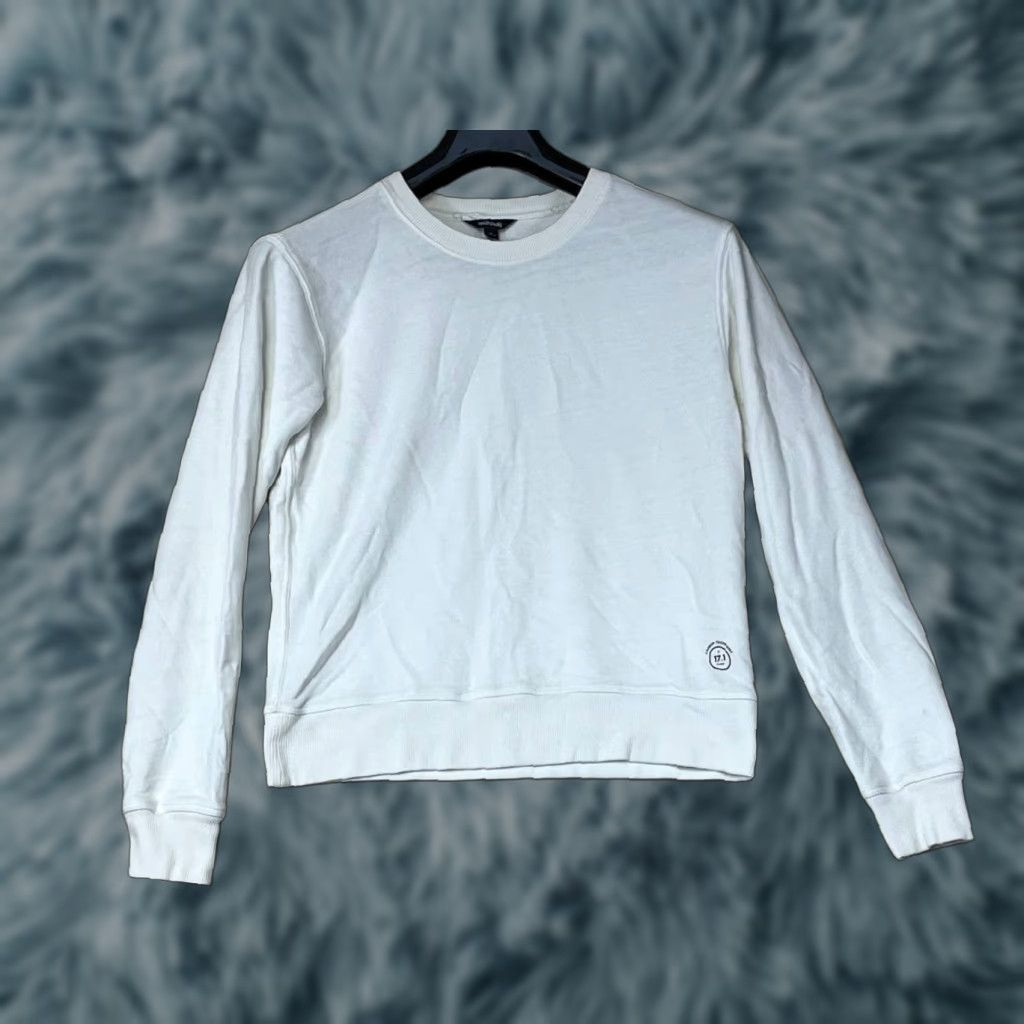 Allbirds Allbirds Sweatshirt White Crewneck Pullover Slim Small Women Dolman Sleeve Solid Knit Cotton Blend Size S / US 4 / IT 40 - 1 Thumbnail