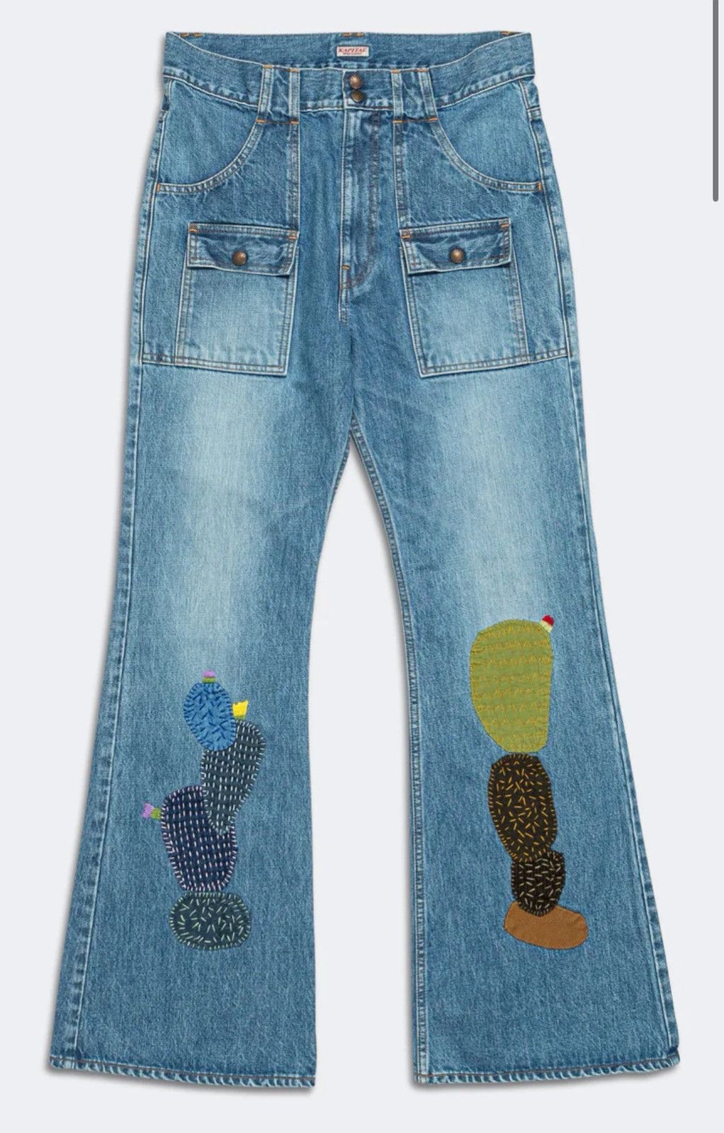 Japanese Brand × Kapital Kapital BUSH Flare Pants (CACTUS Embroidery) - Pro Size US 32 / EU 48 - 1 Thumbnail