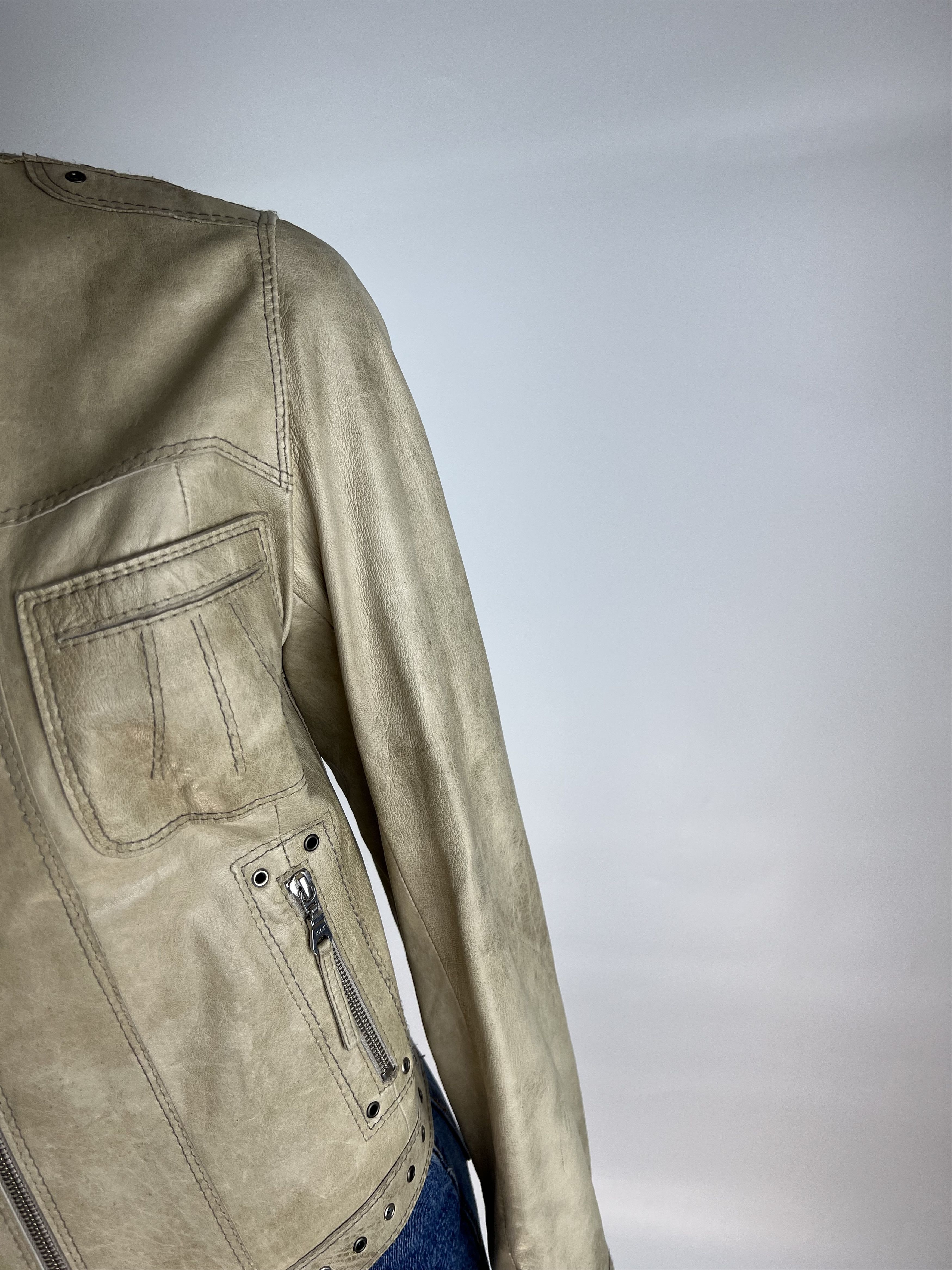 Vintage Marc Cain Vintage Beige Leather Jacket Size 2 S/M Size S / US 4 / IT 40 - 6 Thumbnail