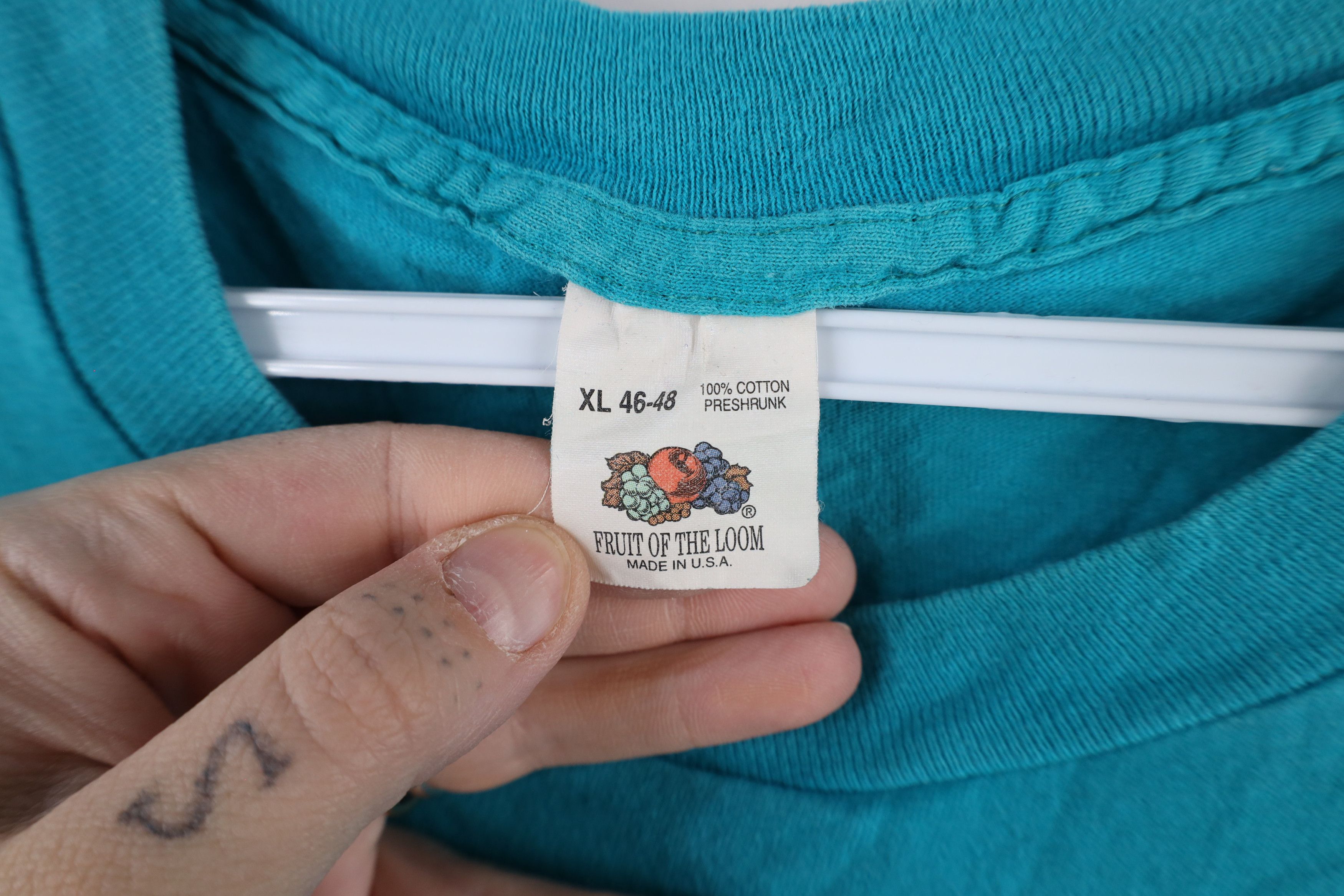 Vintage Vintage 90s Streetwear Blank Cotton Pocket T-Shirt Teal USA Size US XL / EU 56 / 4 - 7 Thumbnail