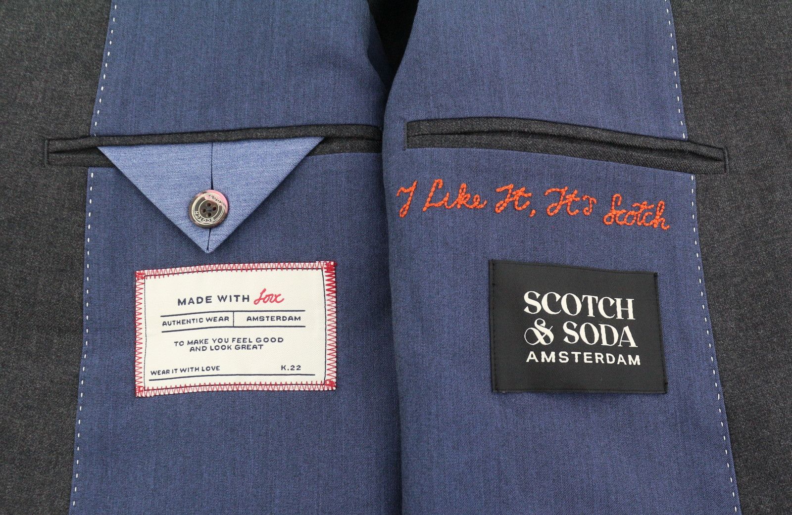 Scotch & Soda S Grey Graphite Melange Notch Blazer 88532 Size 36R - 7 Thumbnail
