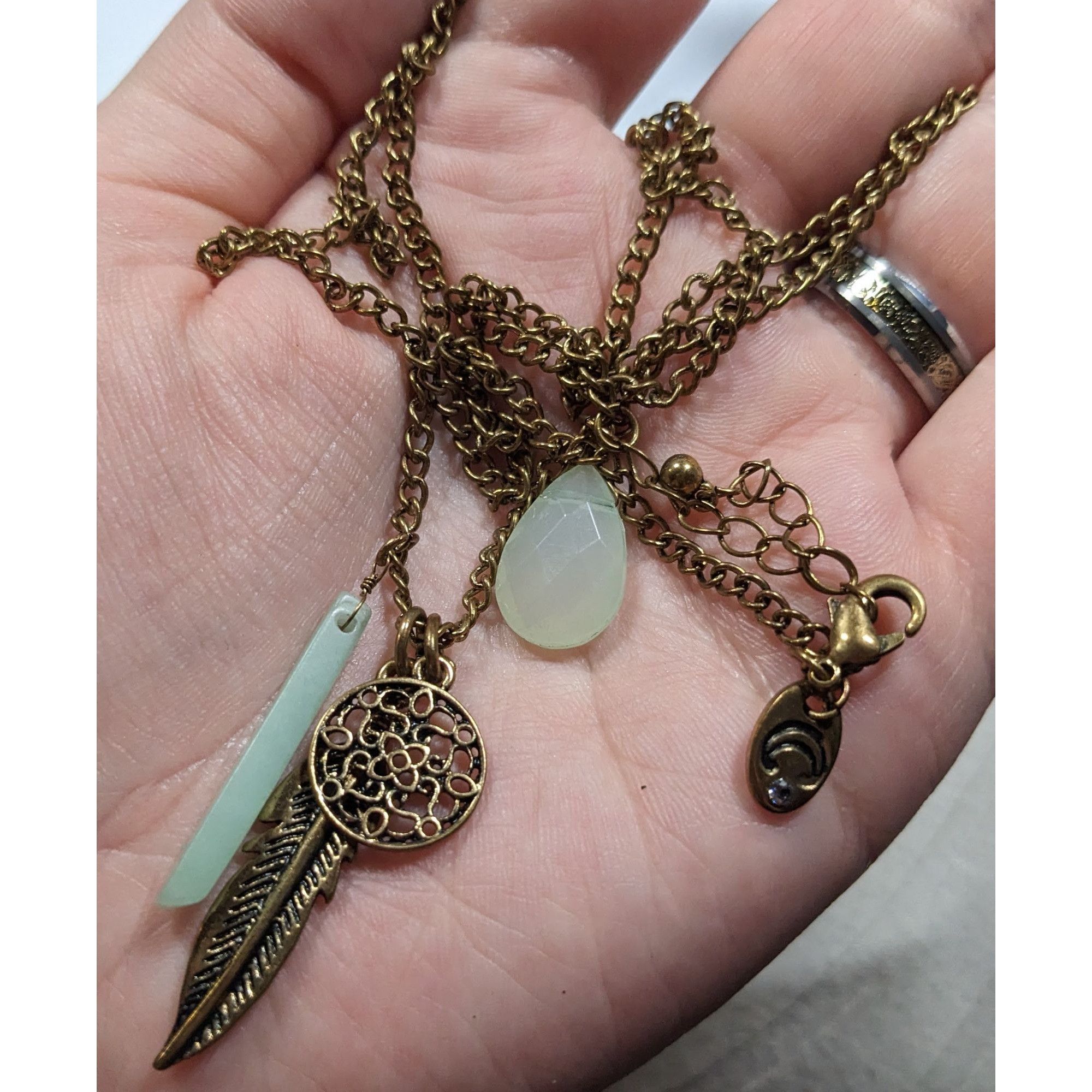 Other Charming Charlie Bohemian Charm Necklace Mint And Gold Tone Size ONE SIZE - 3 Thumbnail