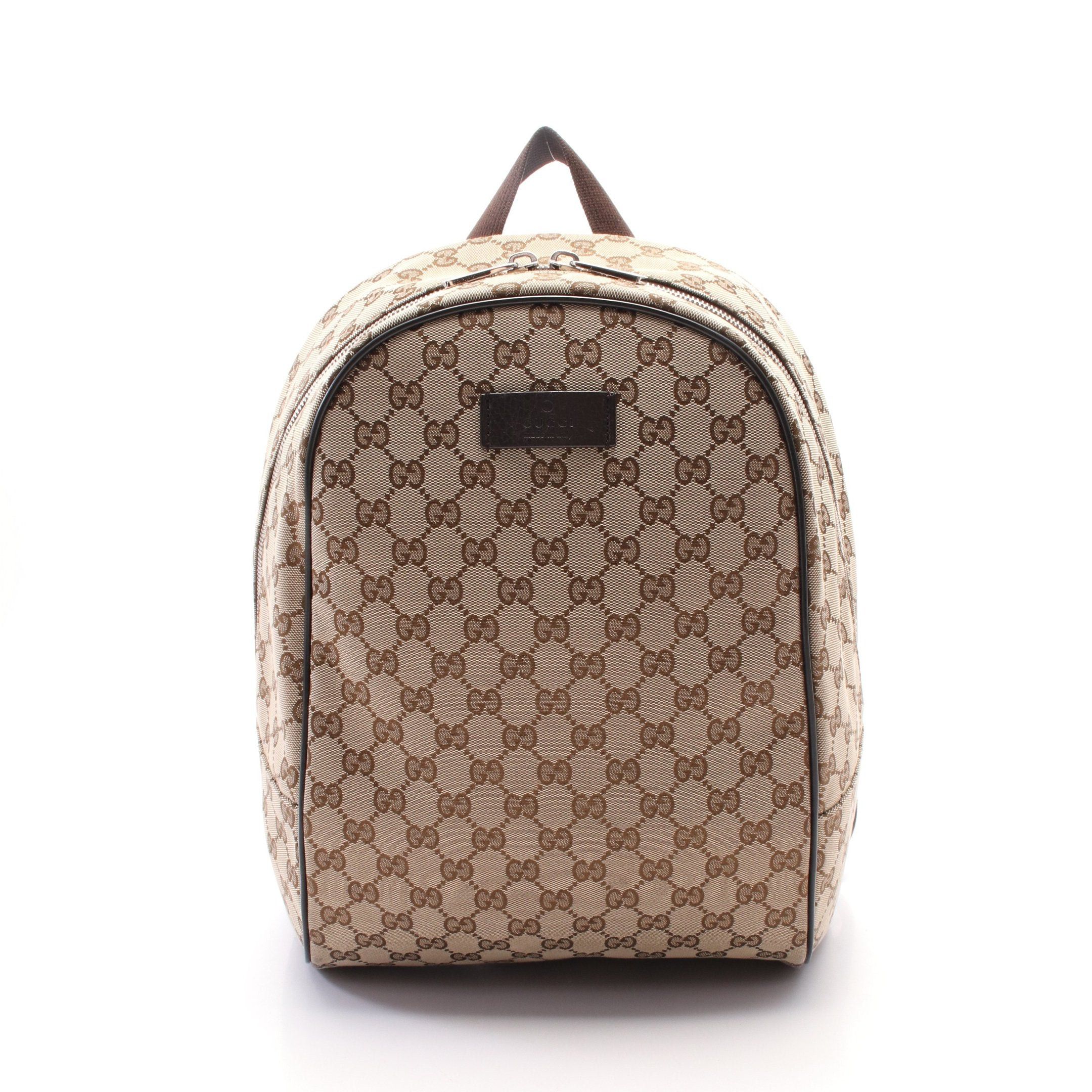 Gucci Gucci Gg Canvas Backpack Rucksack Leather Beige Dark Brown Size ONE SIZE - 1 Thumbnail