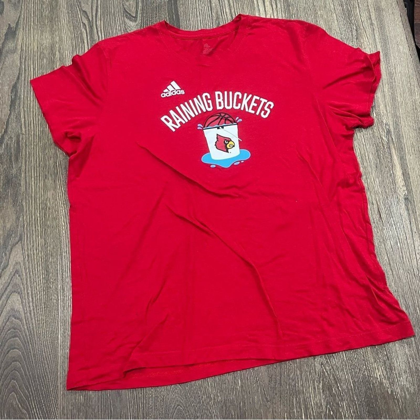 Adidas Adidas Mens T-Shirt Raining Buckets Short Sleeve Red 2XL Size US XXL / EU 58 / 5 - 1 Thumbnail