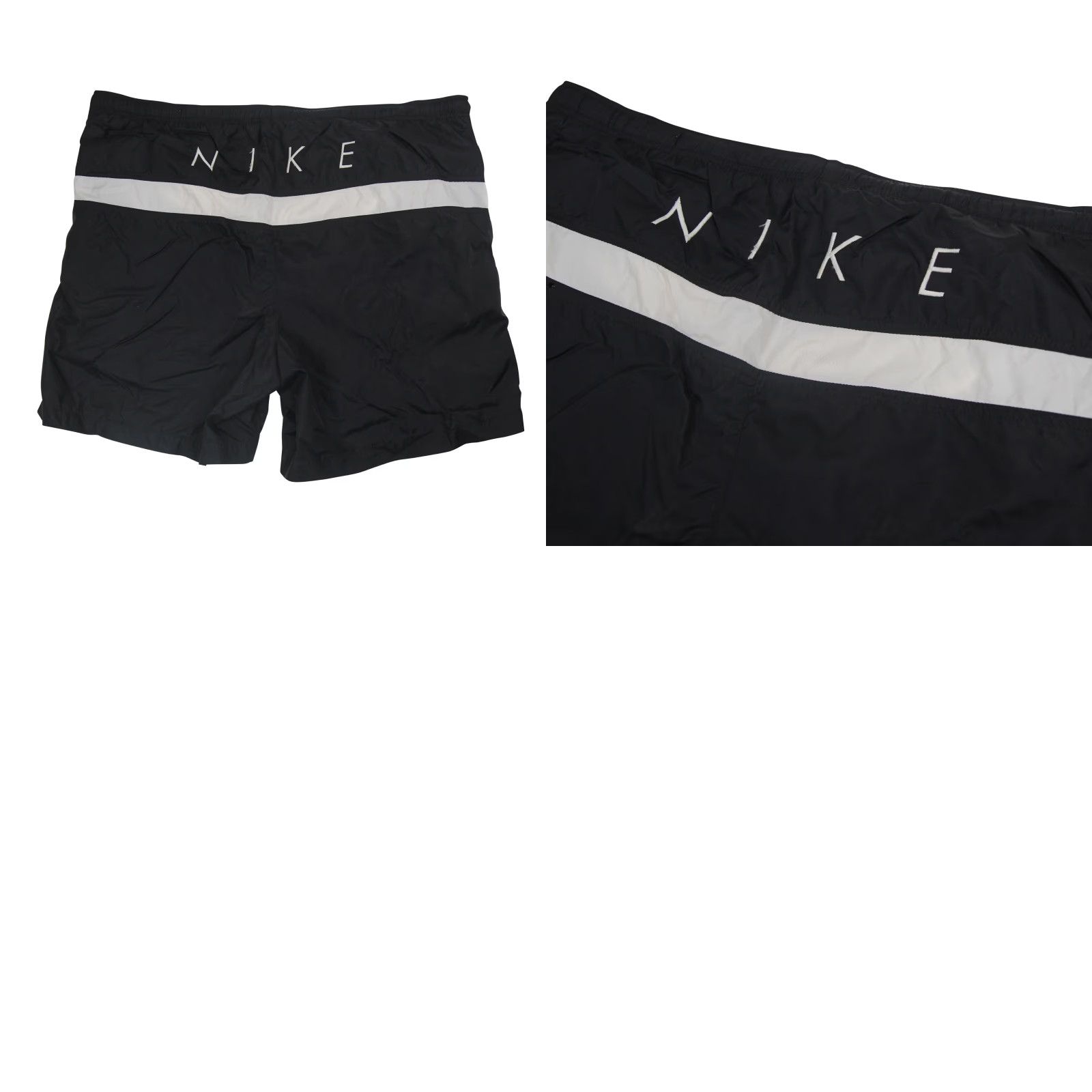 Nike VINTAGE Nike Mens Large Spellout Swim Trunks Black Size US 33 - 8 Thumbnail