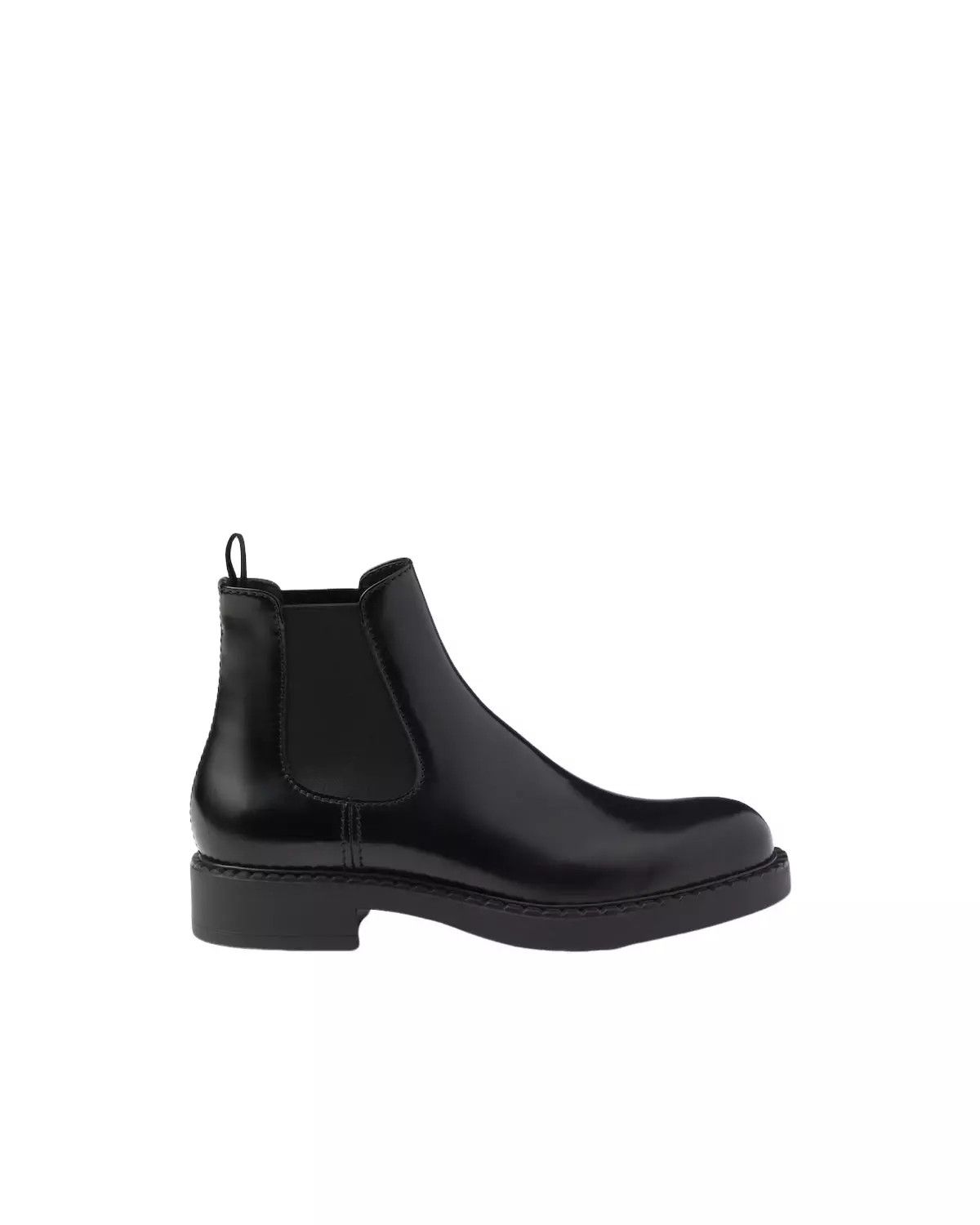 PRADA Black Brushed Leather Chelsea Boots New
