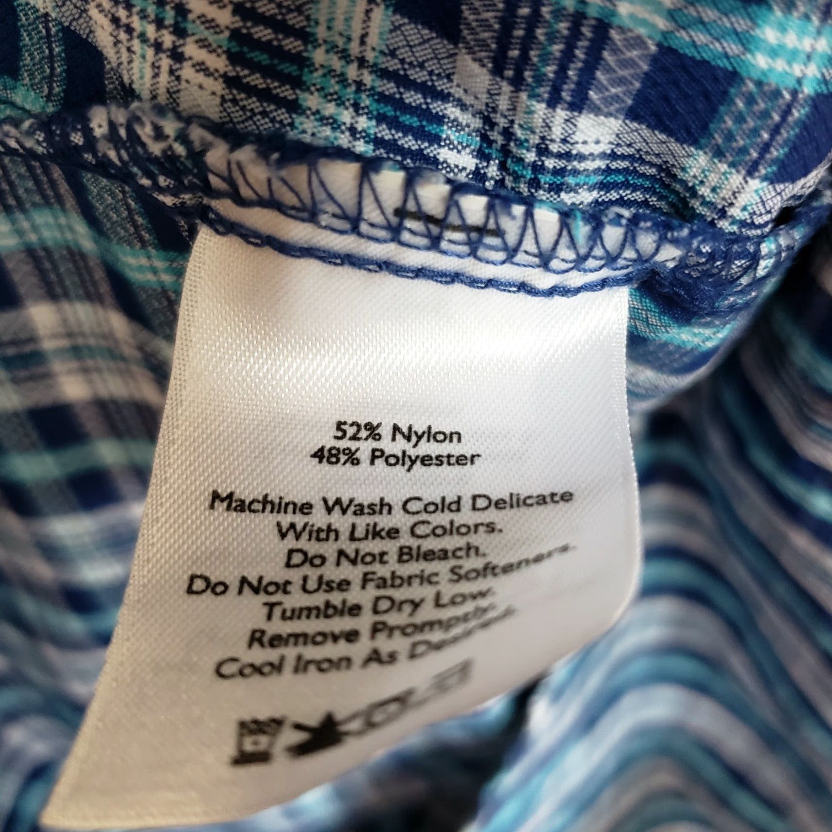Eddie Bauer Eddie Bauer Women's Button-Front Shirt L Blue Plaid Nylon Blend Shirt, Casual, Long Sleeve, Collared, Regular, Colorful Pattern, Womens Size L / US 10 / IT 46 - 5 Thumbnail