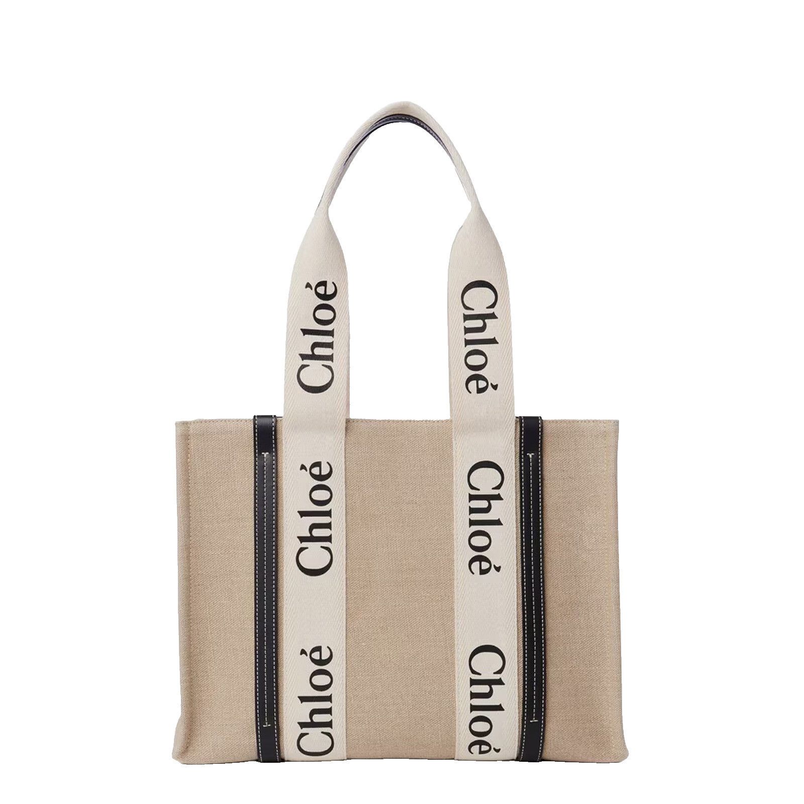 Chloe CHLOE Large Beige Linen Tote Bag New Size ONE SIZE - 1 Thumbnail