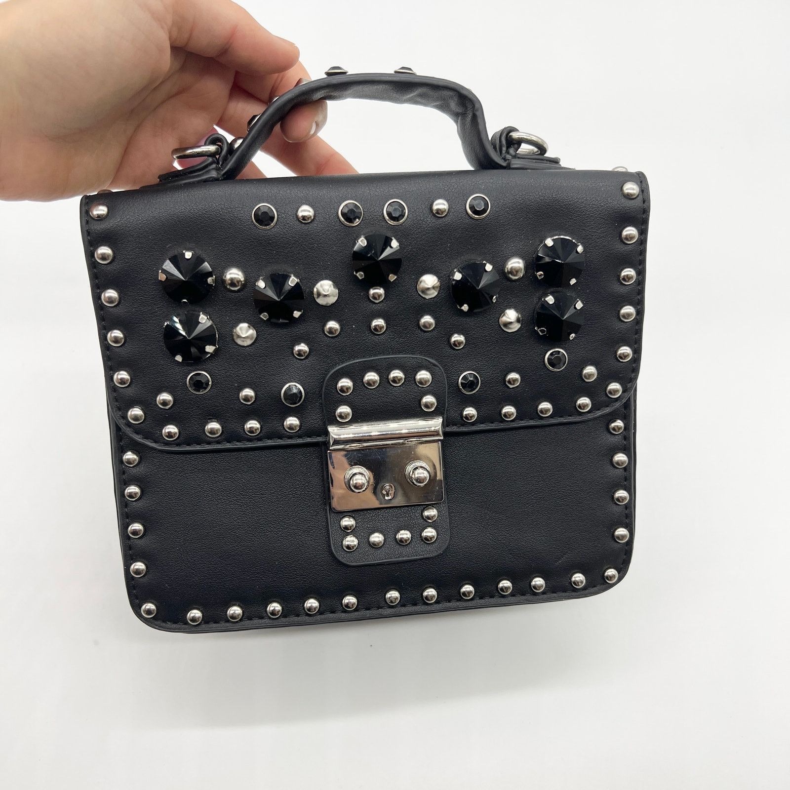 Other Womens Black Crossbody Bag Faux Leather with Chain Strap Size ONE SIZE - 1 Thumbnail