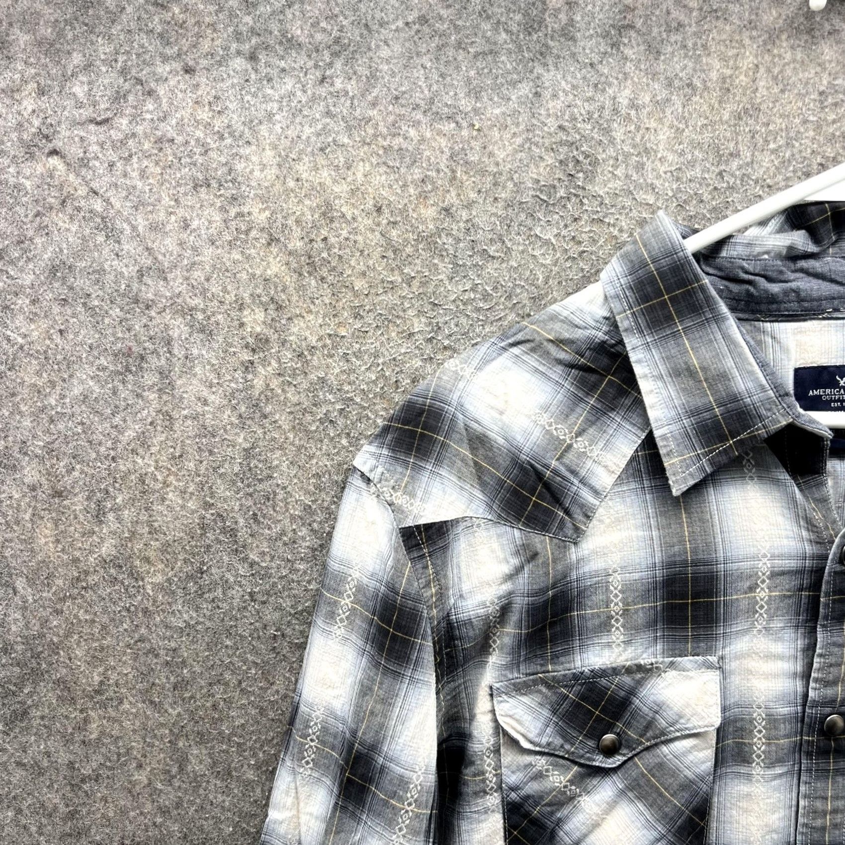 American Eagle Outfitters American Eagle Outfitters Shirt Mens XL Gray Plaid Long Sleeve Western Snap Size US XL / EU 56 / 4 - 6 Thumbnail