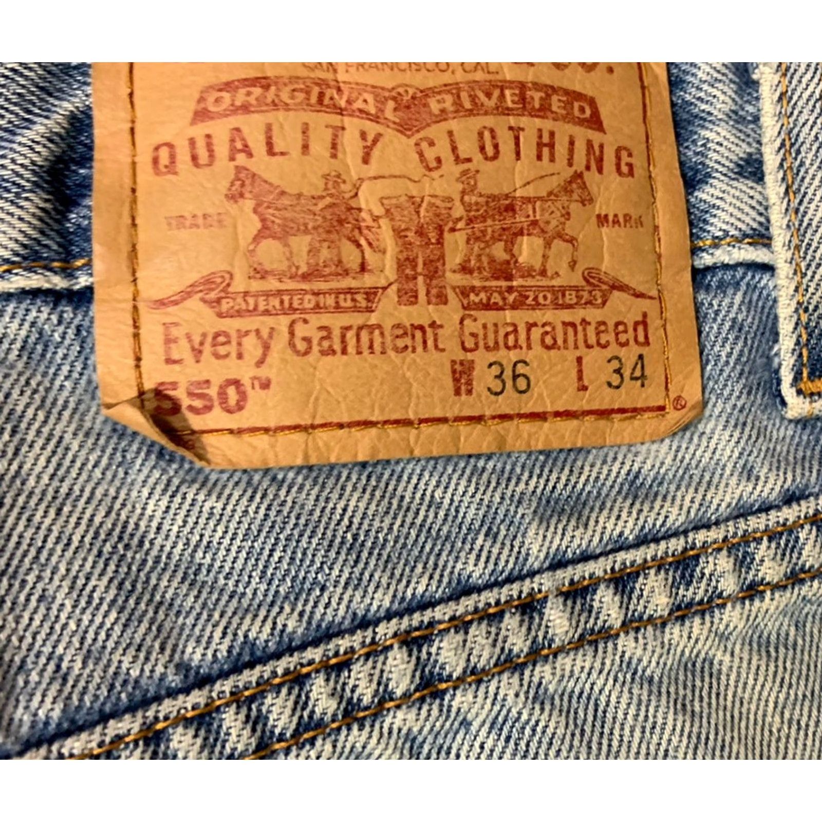 Levi's VINTAGE Levi's 550 Relaxed Fit Distressed Blue Jeans 36 X 34 Mens Size US 36 / EU 52 - 4 Thumbnail