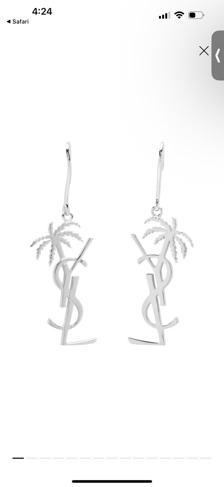Yves Saint Laurent Yves Saint Laurent (YSL) Cassandre Palm Earrings | Silver Size ONE SIZE - 2 Thumbnail