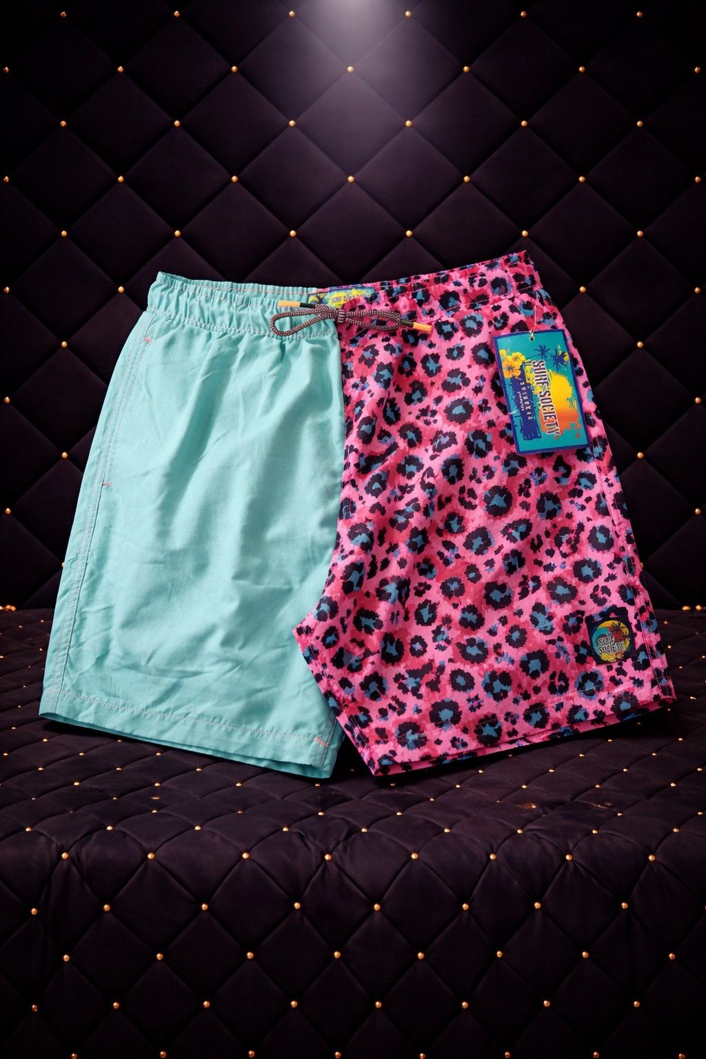 Other TEAL PINK LEOPARD PRINT COLORBLOCK SWIM TRUNK SHORTS Size US 30 / EU 46 - 1 Preview