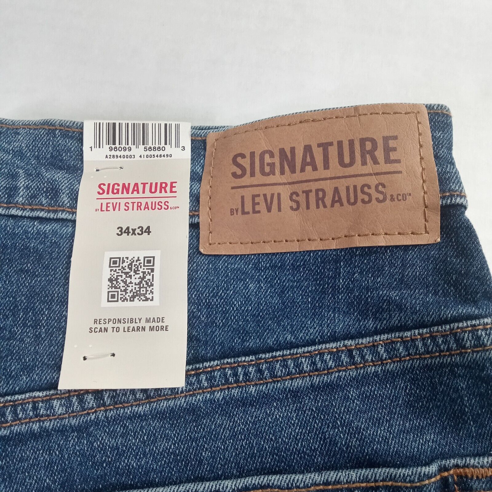 Levi's Signature By Levi's Loose Jeans Men's 34x34 Blue Denim Flex Size US 34 / EU 50 - 9 Thumbnail
