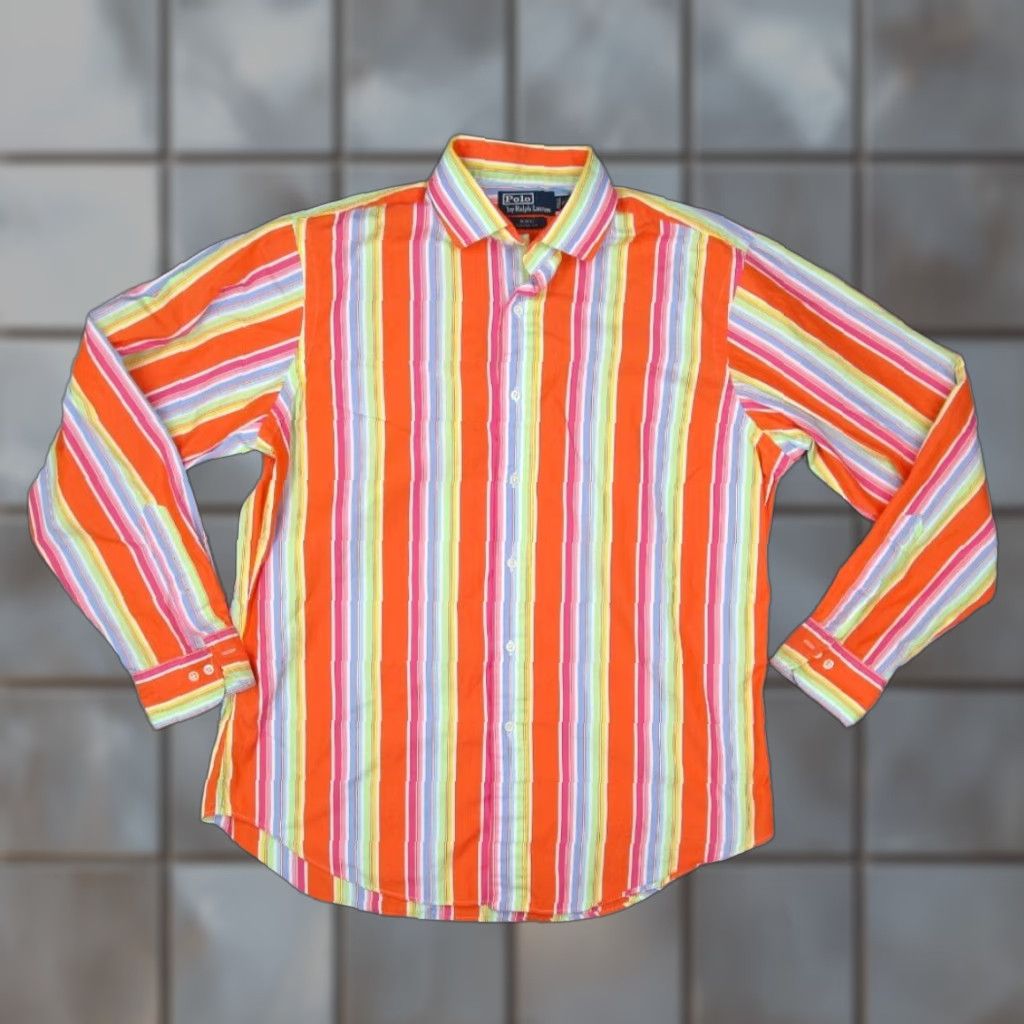 Polo Ralph Lauren VINTAGE Polo Ralph Lauren Shirt Mens 16 Large Orange Button Up Regent Size 42R - 1 Thumbnail