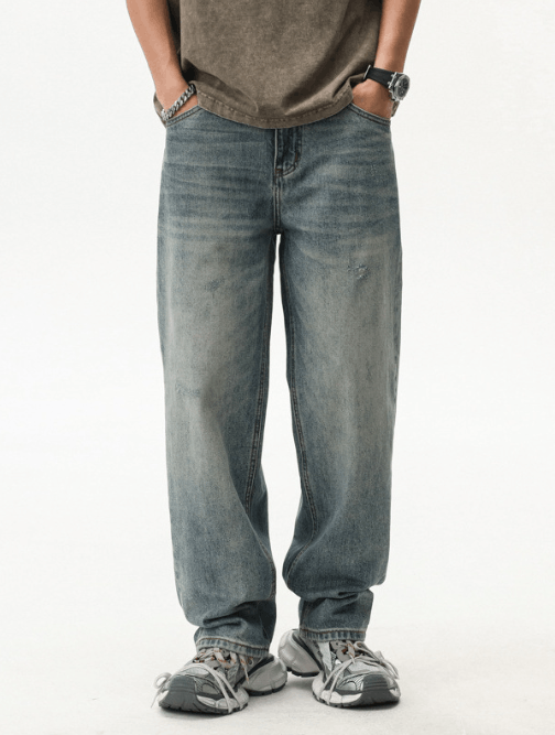 Japanese Brand Japanese retro washed blue distressed straight jeans Size US 34 / EU 50 - 1 Thumbnail