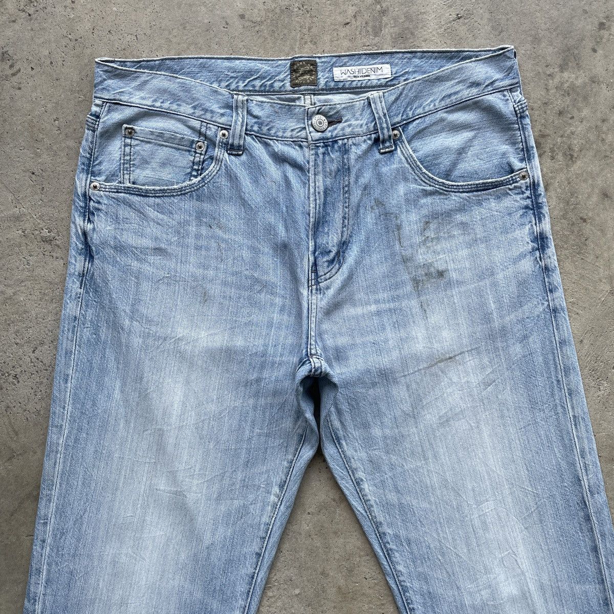 Japanese Brand Vintage Back Number Wash Denim Faded Jeans Pants W34 Size US 34 / EU 50 - 3 Thumbnail