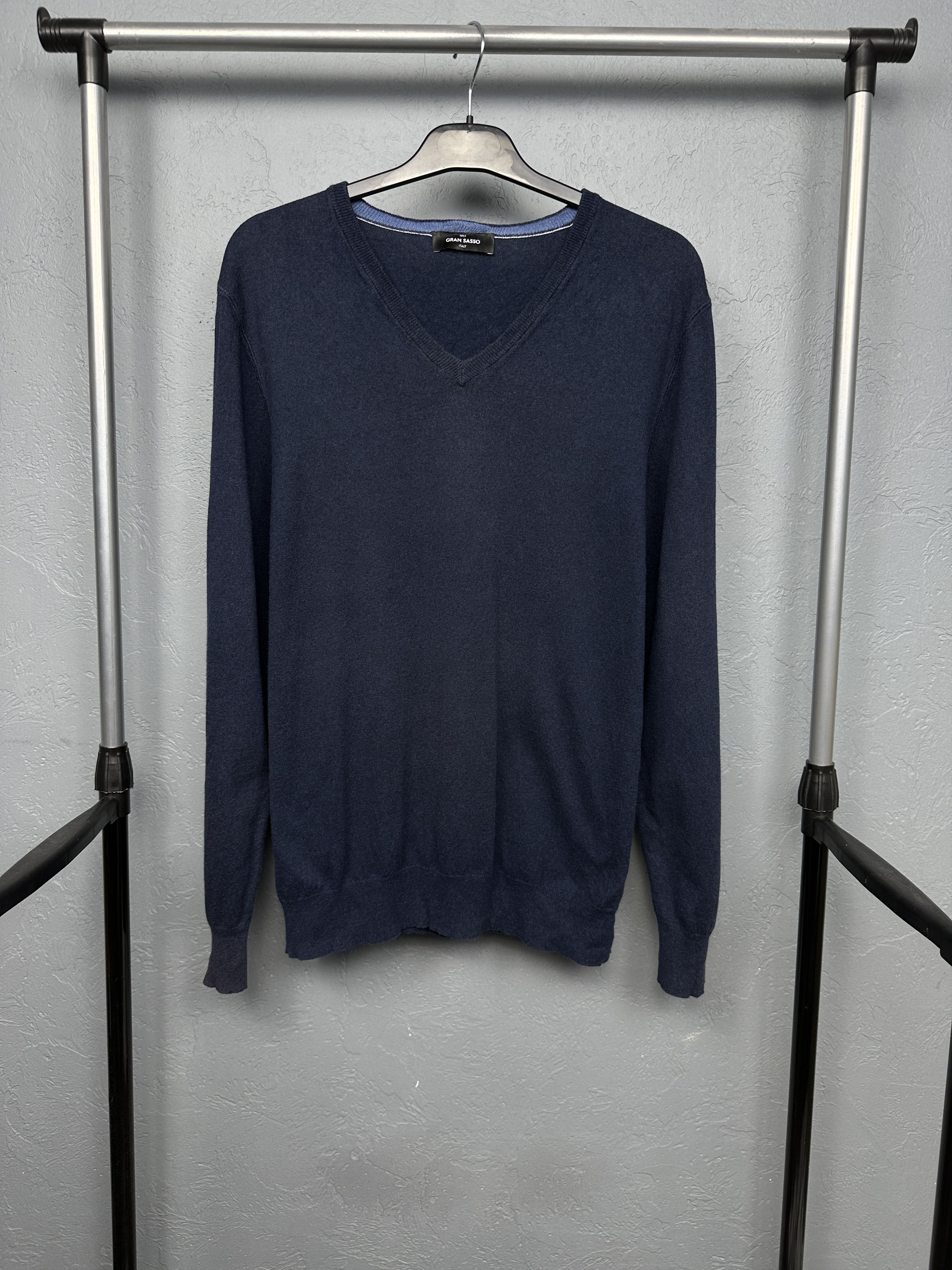 Gran Sasso Gran Sasso Mens V-Neck Wool Knit Sweater Size US L / EU 52-54 / 3 - 1 Thumbnail