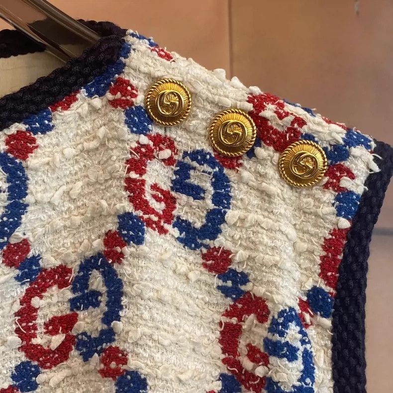 Gucci Gucci Popular old flower full-print gold-button tweed dress Size XS / US 0-2 / IT 36-38 - 5 Thumbnail