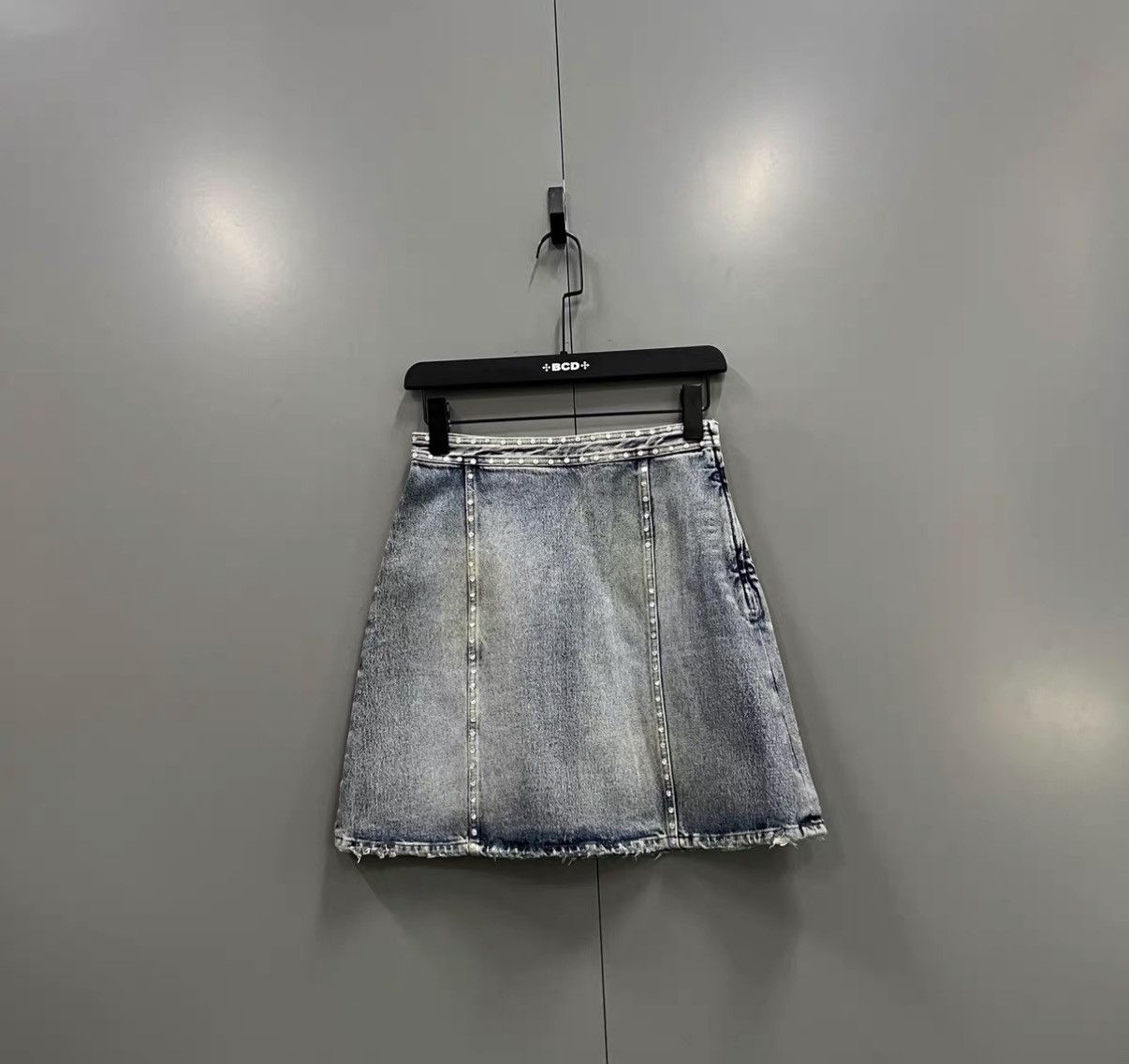 Miu Miu Miu Miu Rhinestone Denim Mini Skirt J41 Size 25" / US 0 / IT 36 - 1 Thumbnail