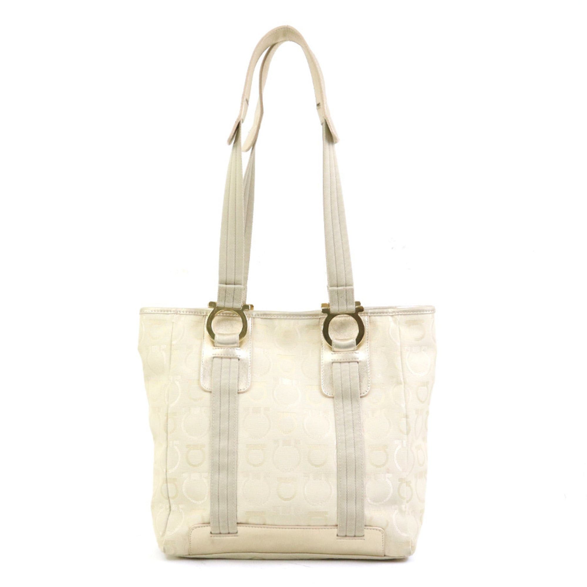 Salvatore Ferragamo Salvatore Ferragamo shoulder bag, Gancini design, canvas and leather, light beige gold, women's, free shipping, e61701a Size ONE SIZE - 1 Thumbnail