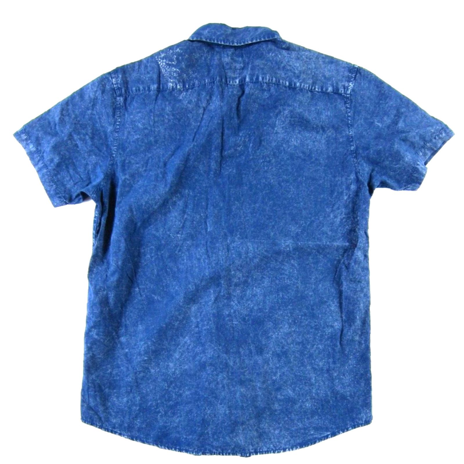 RVCA RVCA Men Button-Down Shirt 100% Cotton Blue Acid Wash Short Sleeve Medium Size US M / EU 48-50 / 2 - 2 Thumbnail