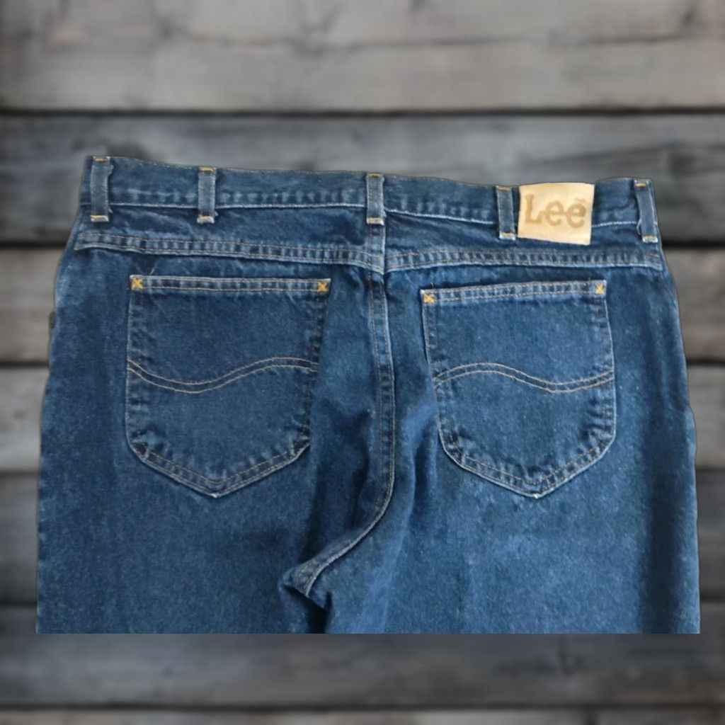 VINTAGE Lee Jeans Men 38x30 Straight Fit Dark Wash 80s 90s USA Made Workwear