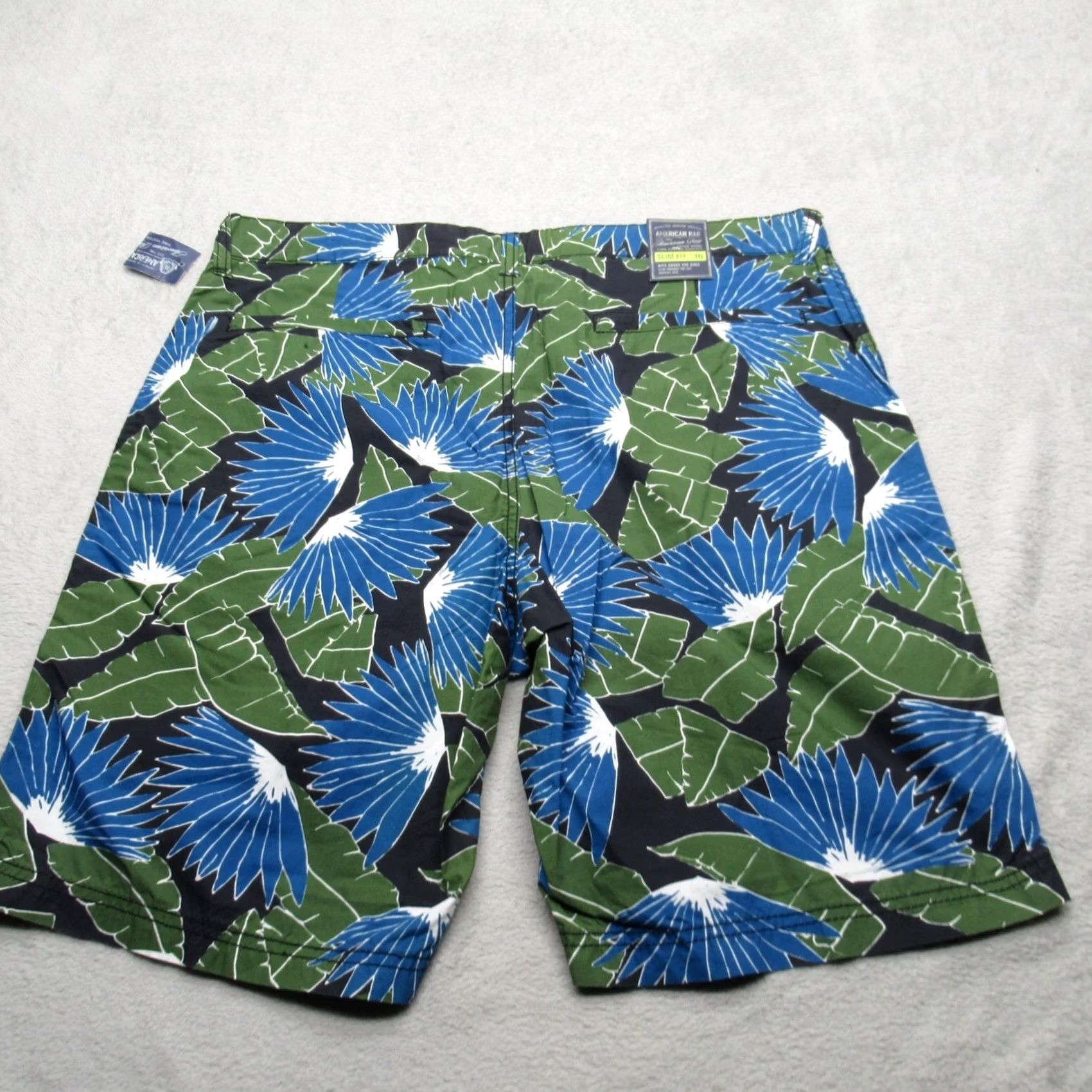 Vintage Board Shorts Mens 38 Green Blue Tropical Floral Slim Fit Above Knee NWT Size US 38 / EU 54 - 3 Thumbnail