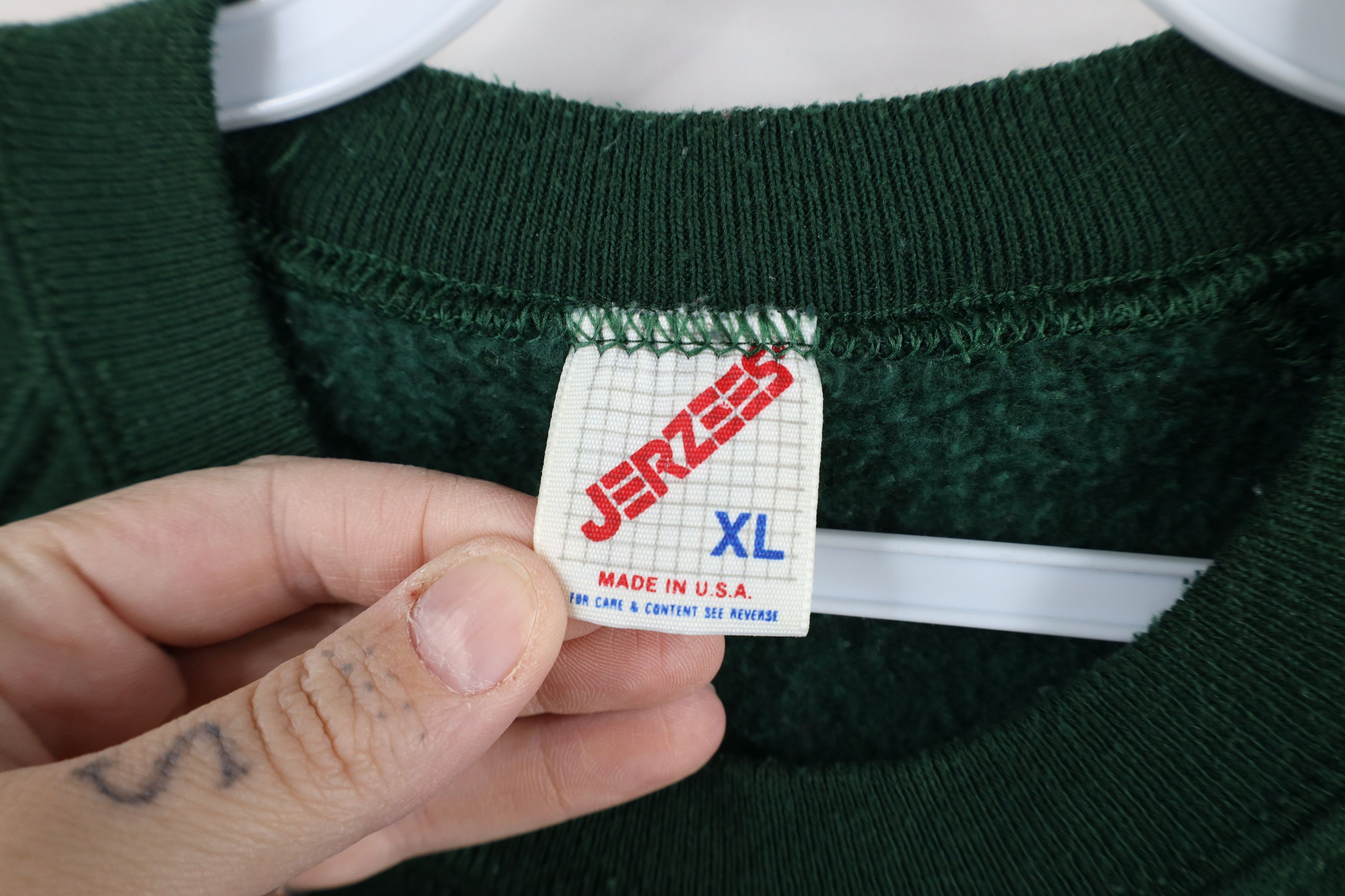 Vintage Vintage 90s Streetwear Blank Crewneck Sweatshirt Green USA Size US XL / EU 56 / 4 - 4 Thumbnail