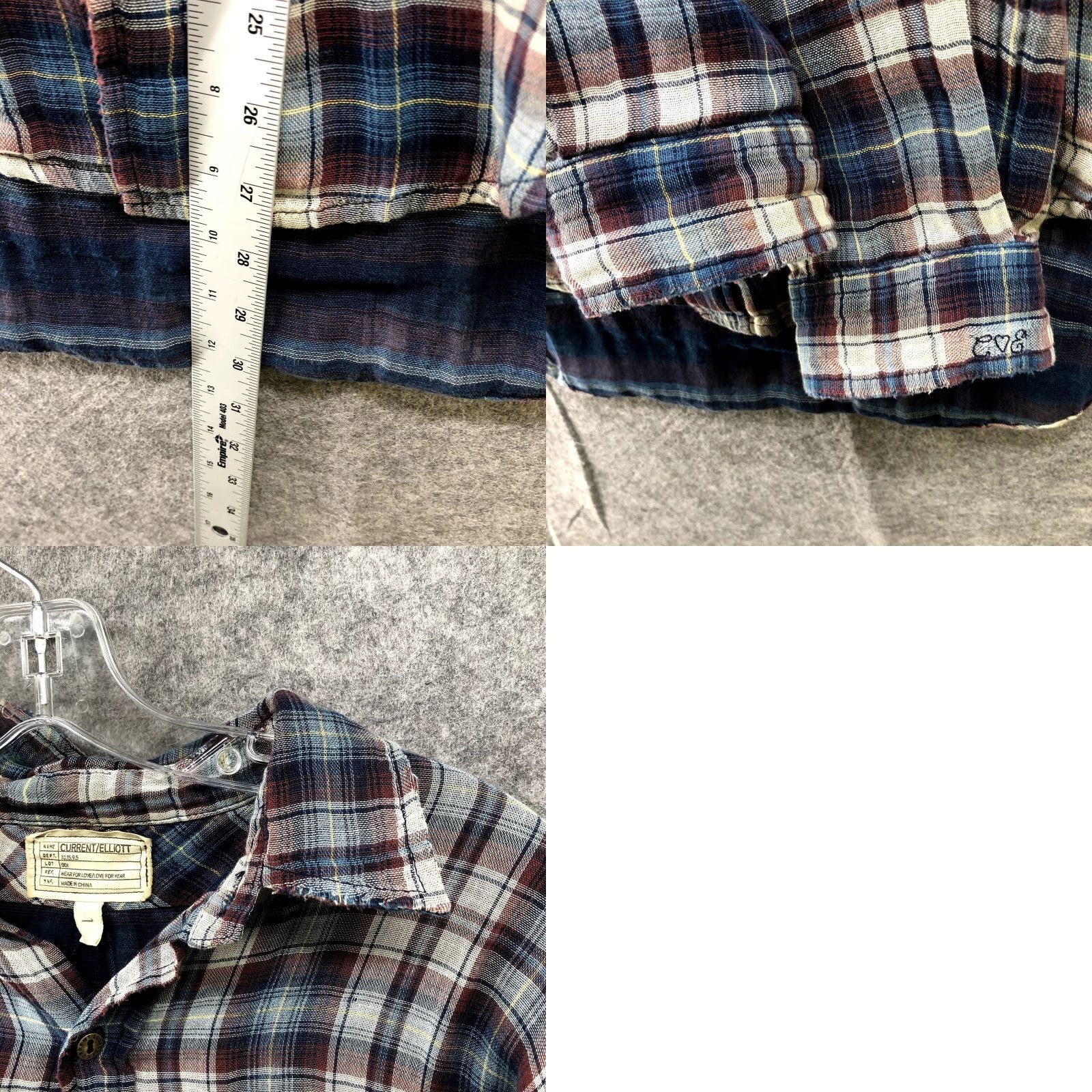 Vintage Current Elliott The Prep School Shirt Undertow Plaid Womens S Oversized Knit Button-Up Blue Casual Bohemian Grunge School 90s Womens Size S / US 4 / IT 40 - 8 Thumbnail